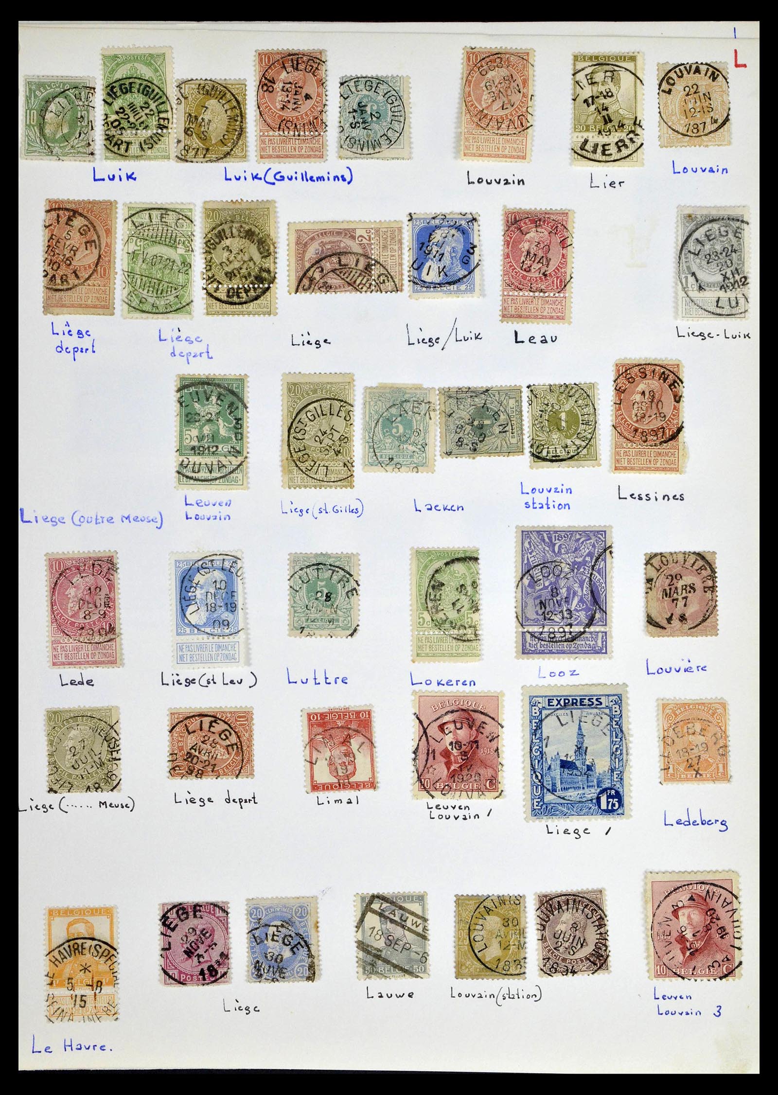 38729 0024 - Postzegelverzameling 38729 België stempels 1849-1950.