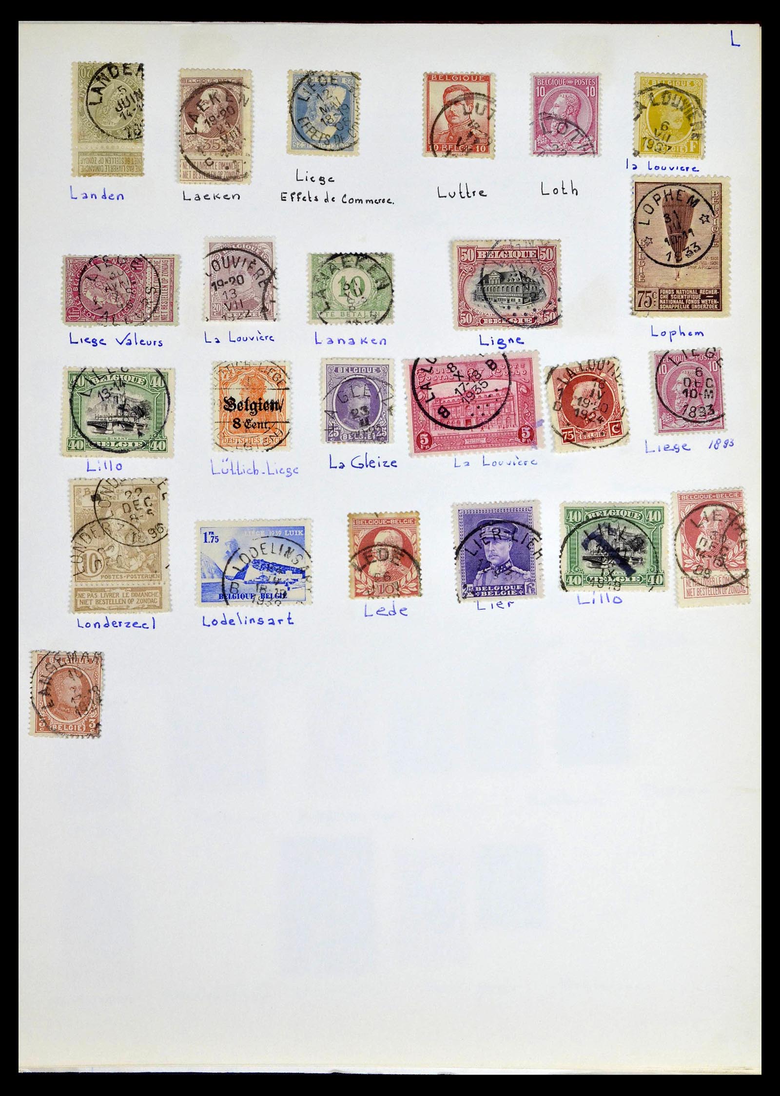 38729 0025 - Postzegelverzameling 38729 België stempels 1849-1950.