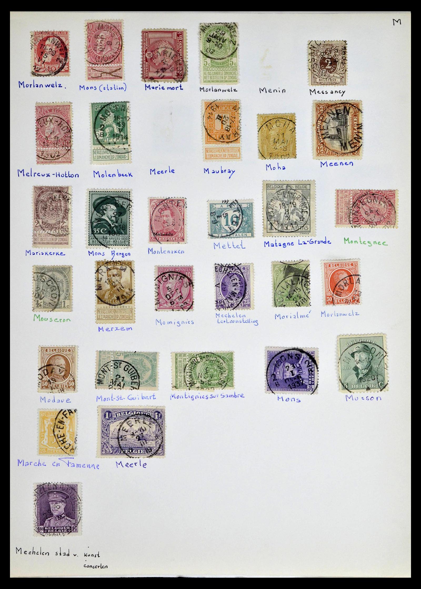 38729 0028 - Postzegelverzameling 38729 België stempels 1849-1950.