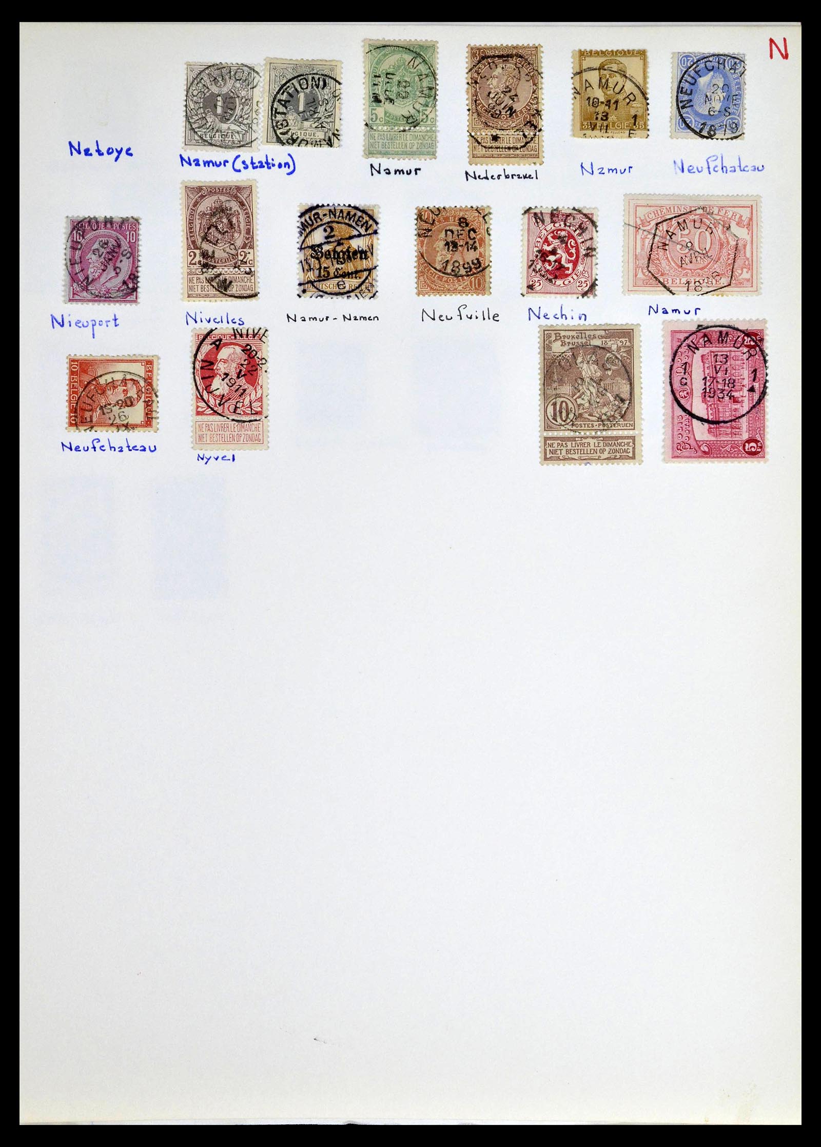 38729 0029 - Stamp collection 38729 Belgium cancels 1849-1950.