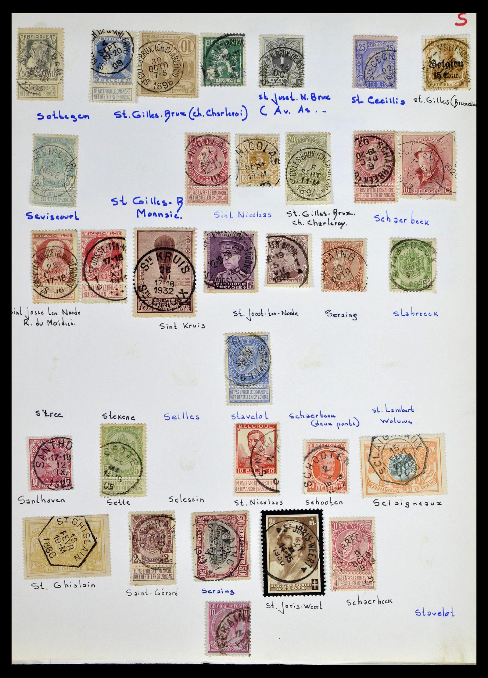 38729 0039 - Stamp collection 38729 Belgium cancels 1849-1950.