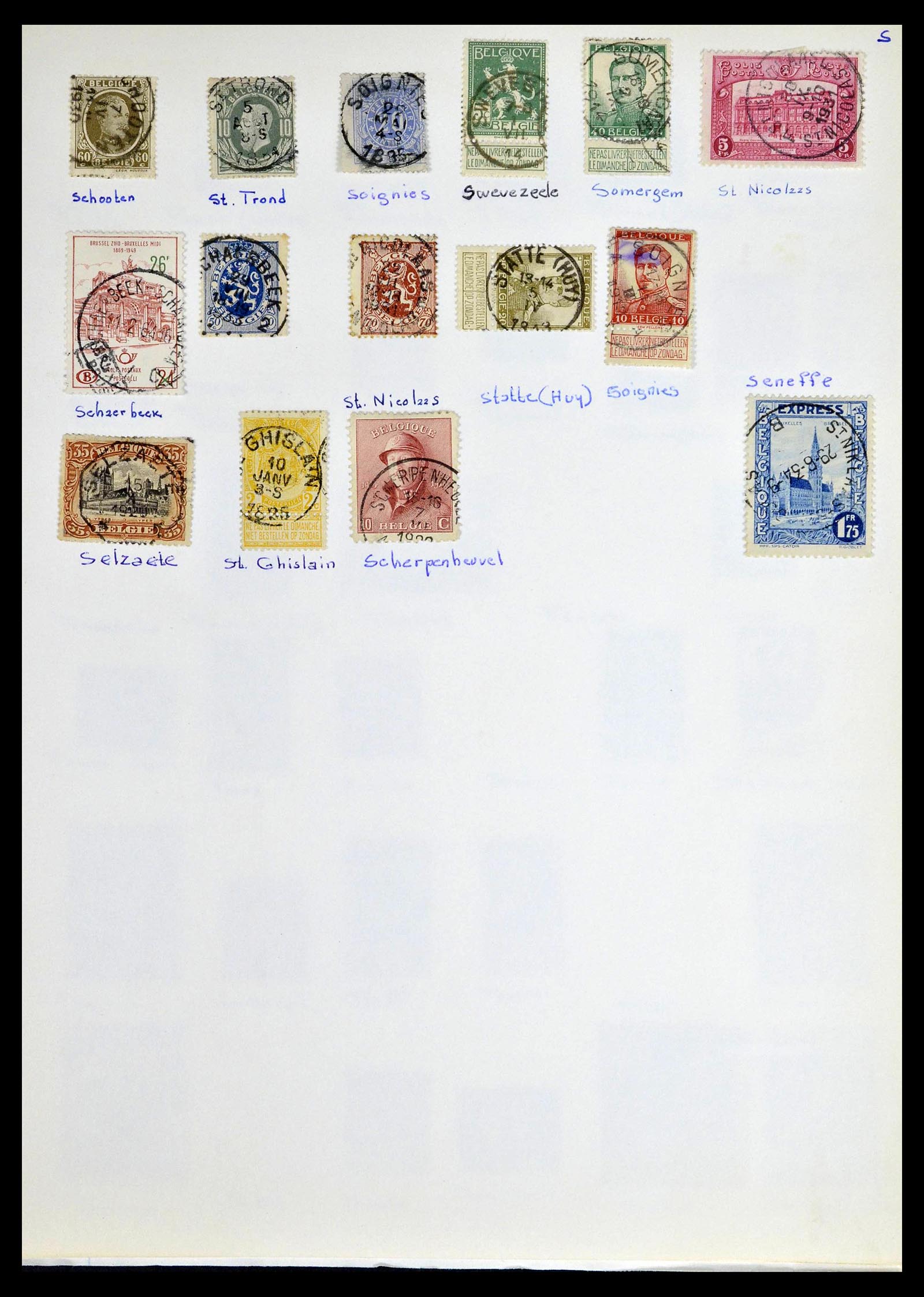 38729 0041 - Stamp collection 38729 Belgium cancels 1849-1950.