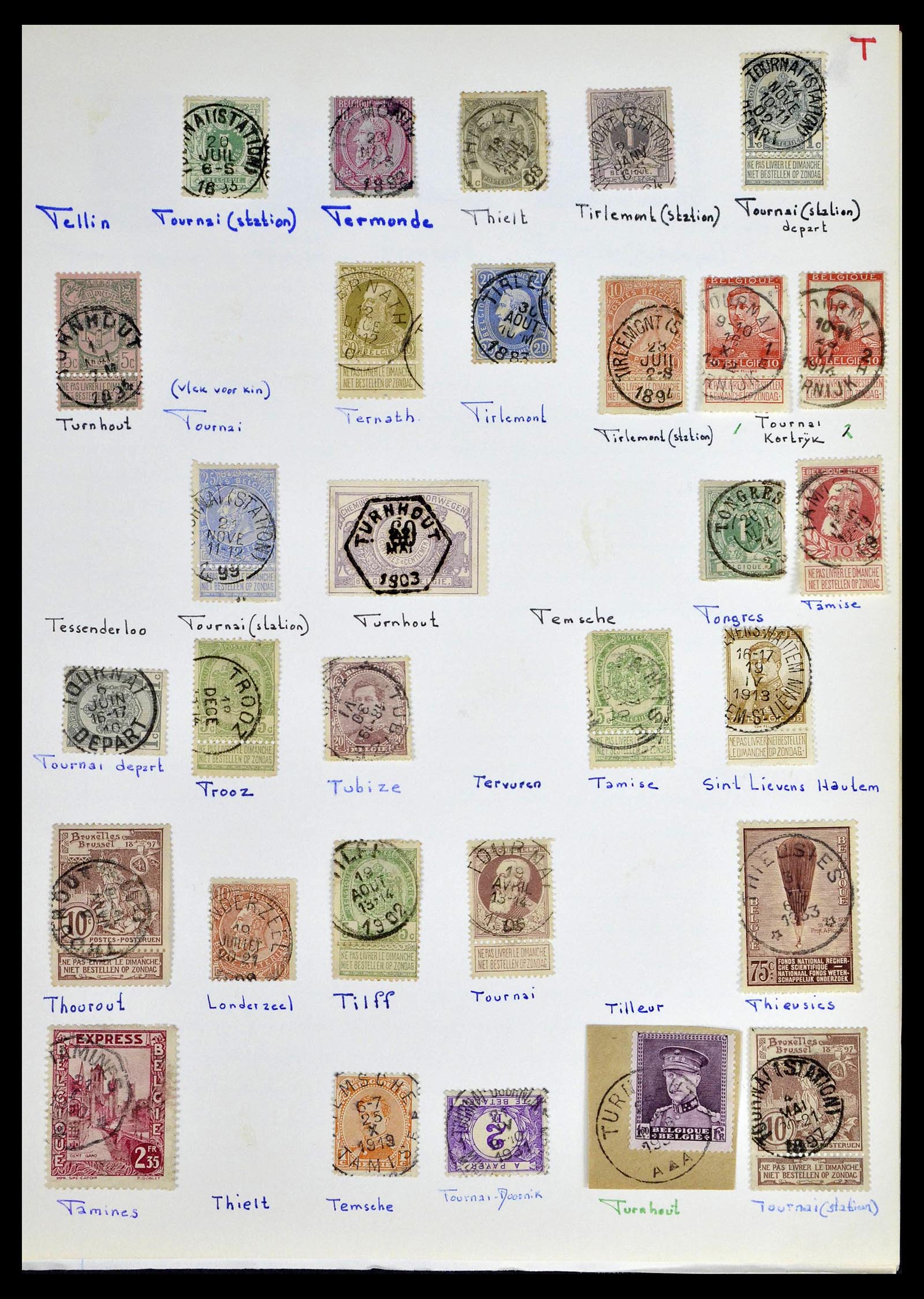 38729 0042 - Stamp collection 38729 Belgium cancels 1849-1950.