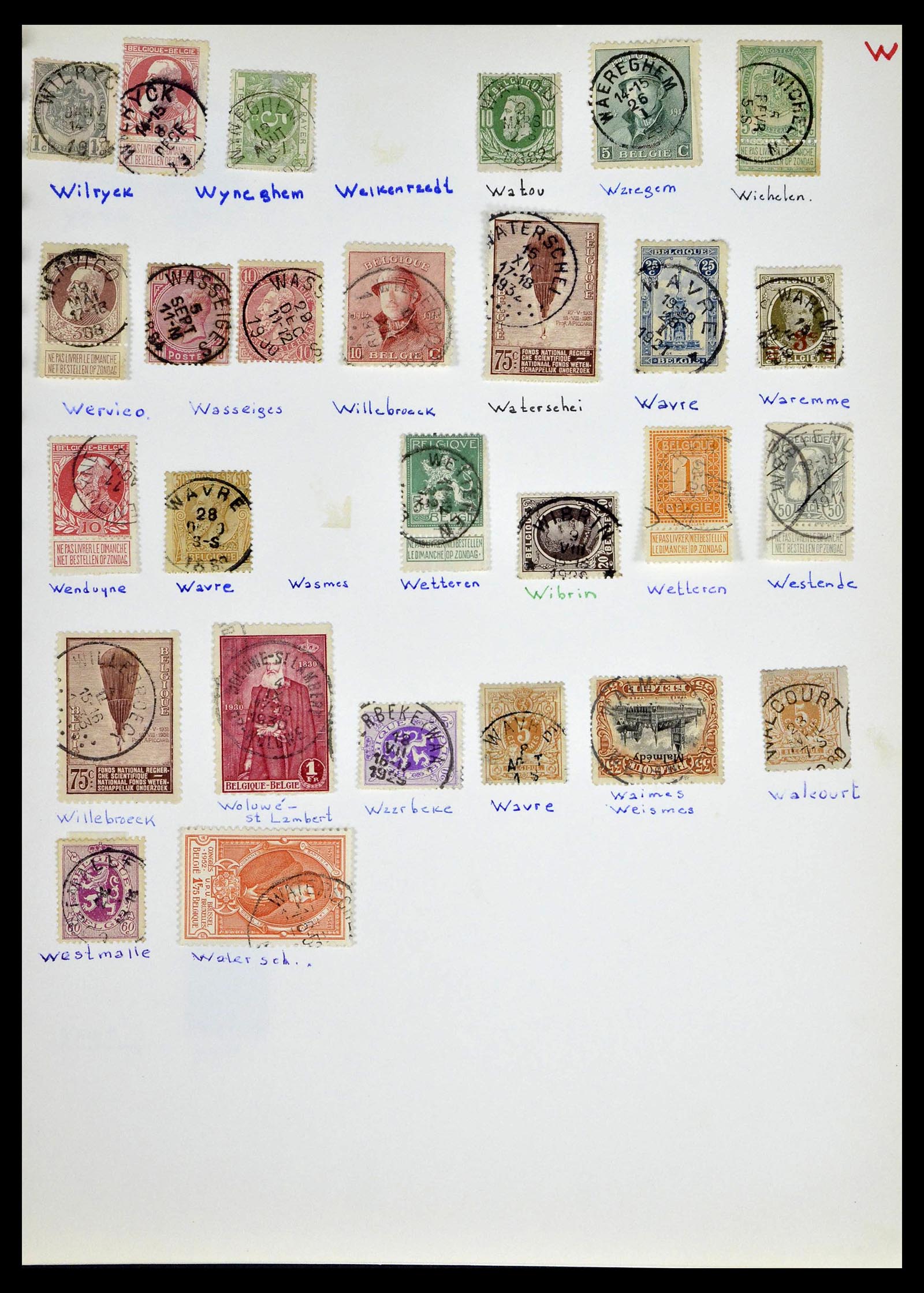 38729 0046 - Stamp collection 38729 Belgium cancels 1849-1950.