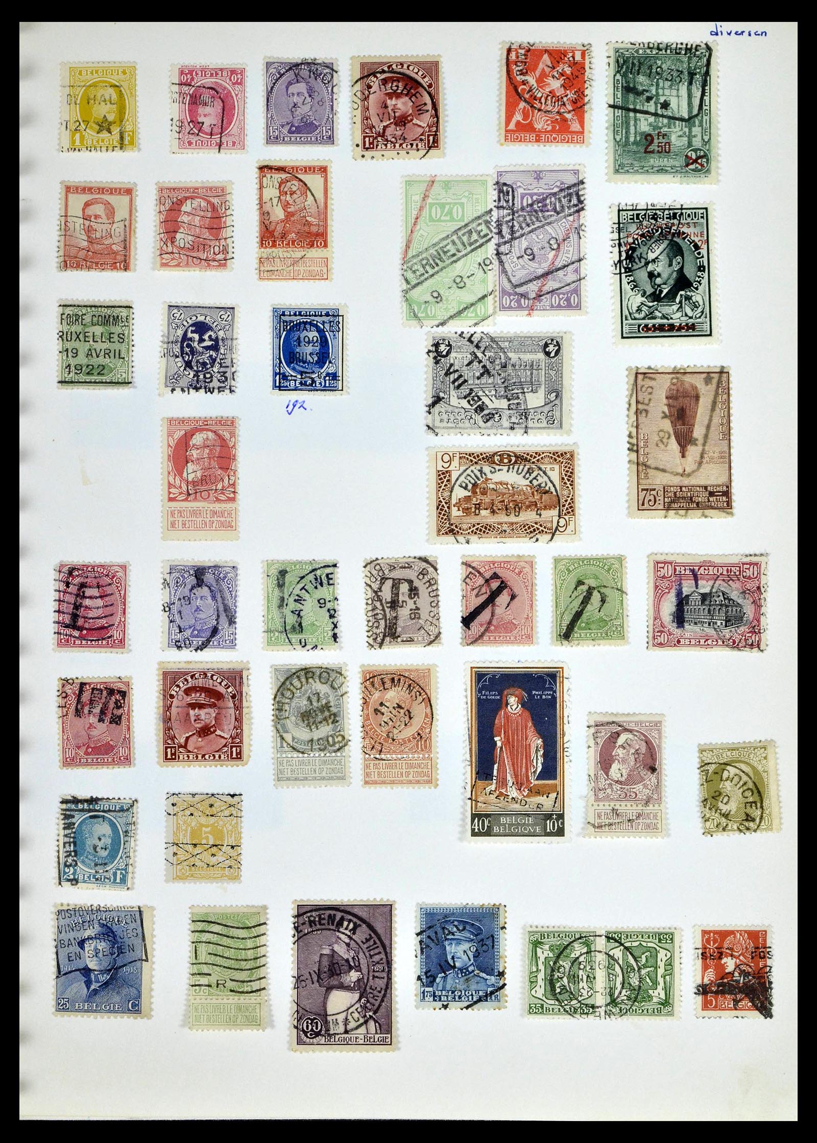 38729 0054 - Stamp collection 38729 Belgium cancels 1849-1950.