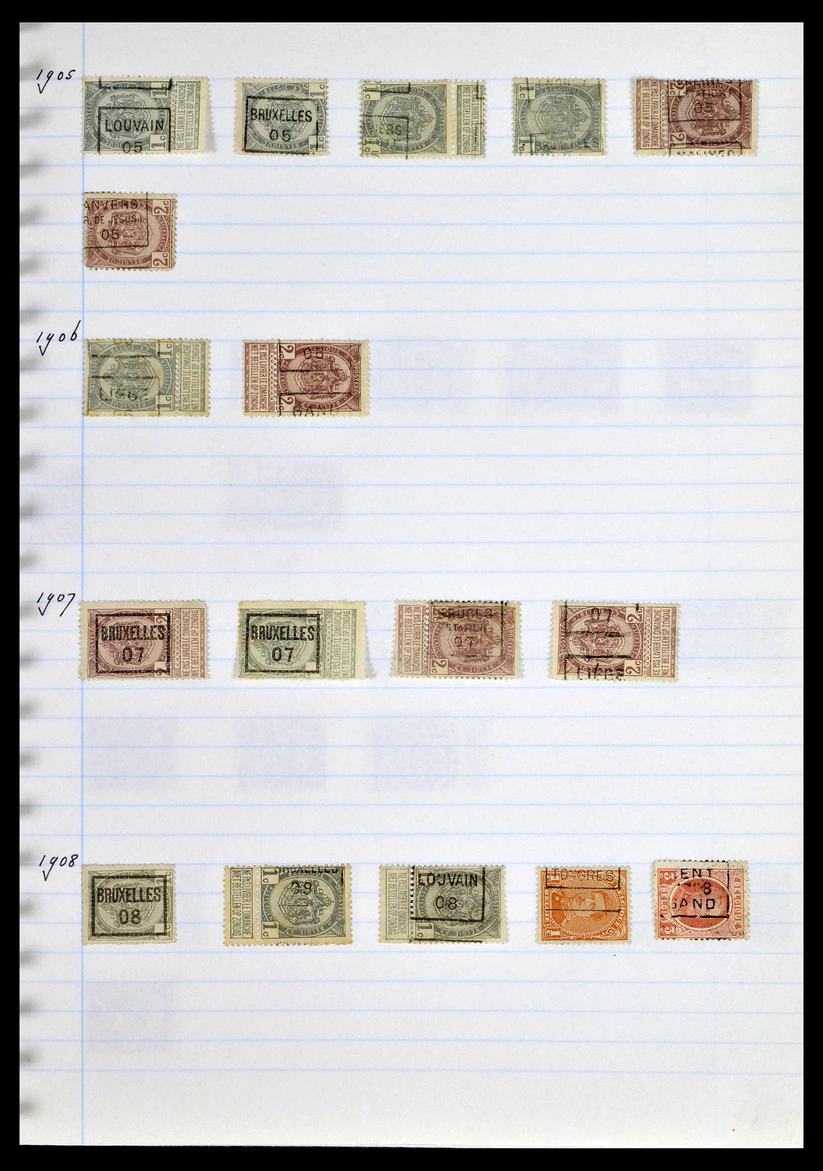38729 0073 - Postzegelverzameling 38729 België stempels 1849-1950.