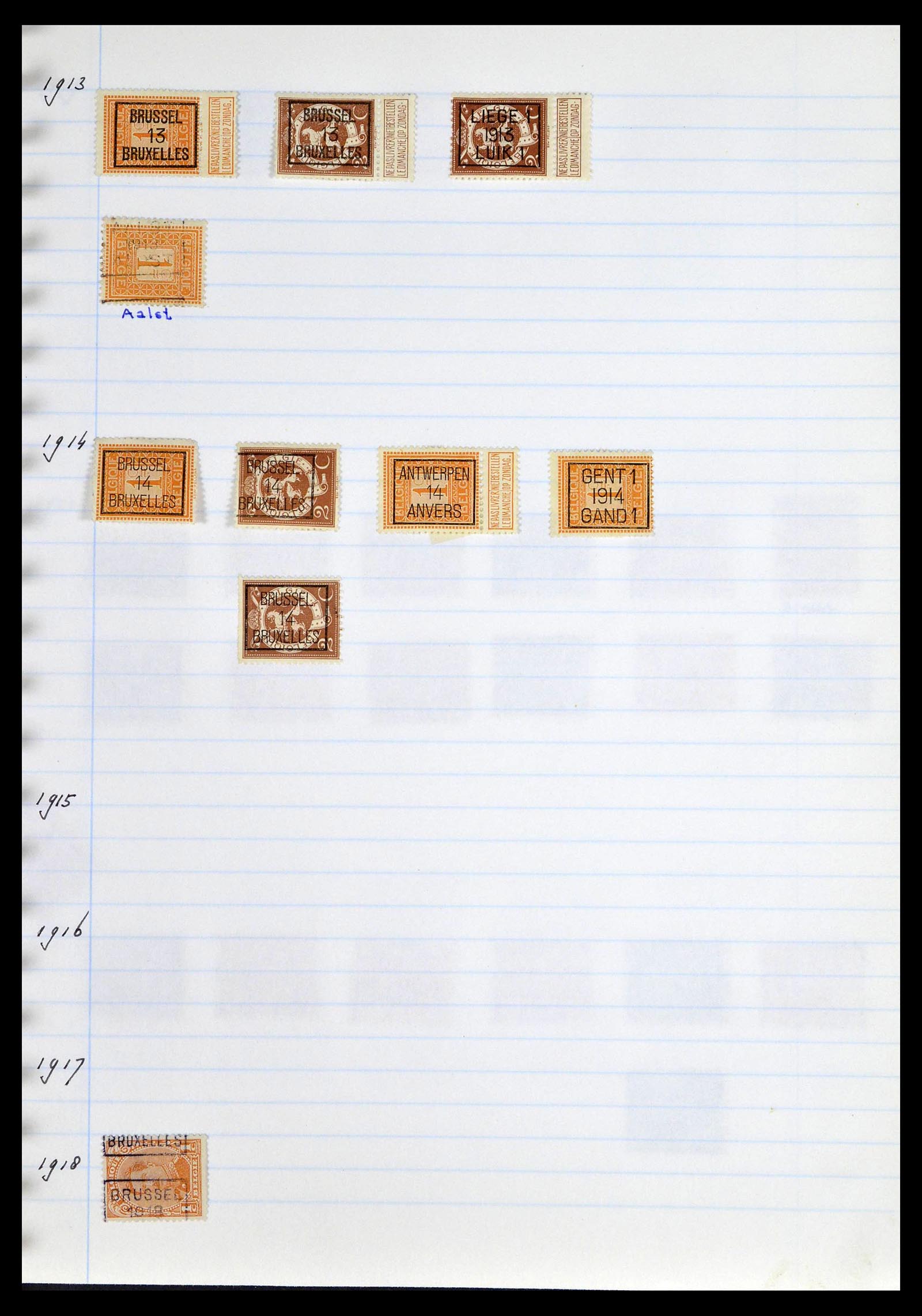 38729 0075 - Postzegelverzameling 38729 België stempels 1849-1950.