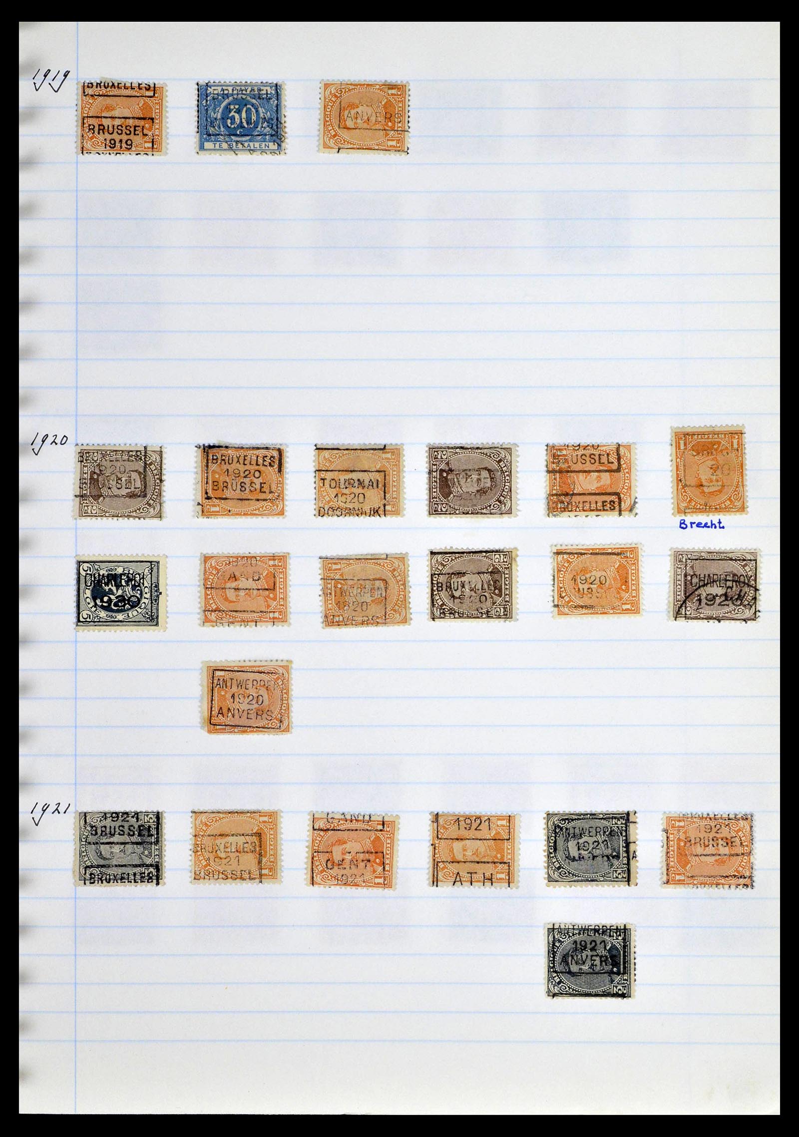38729 0076 - Postzegelverzameling 38729 België stempels 1849-1950.