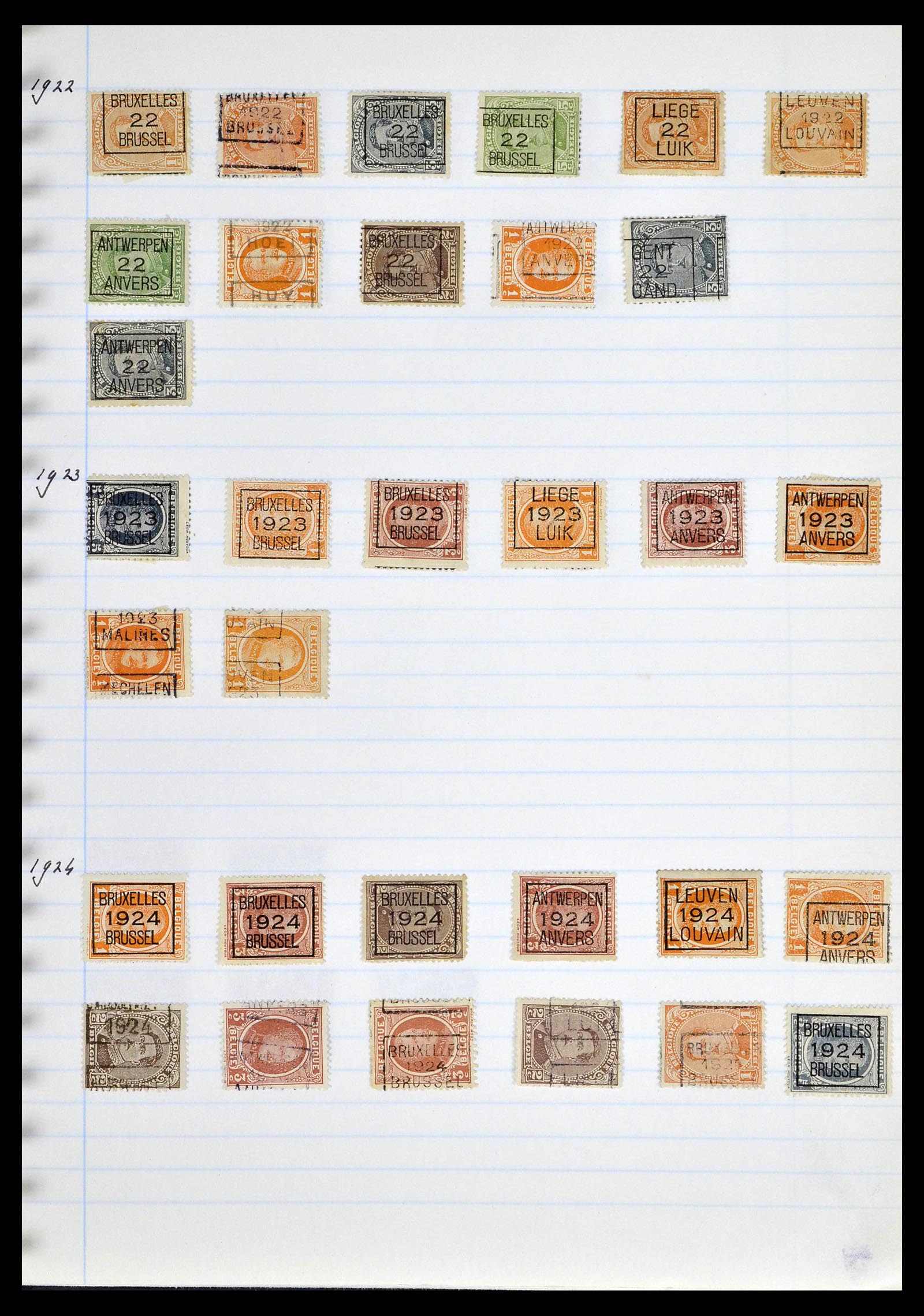 38729 0077 - Postzegelverzameling 38729 België stempels 1849-1950.
