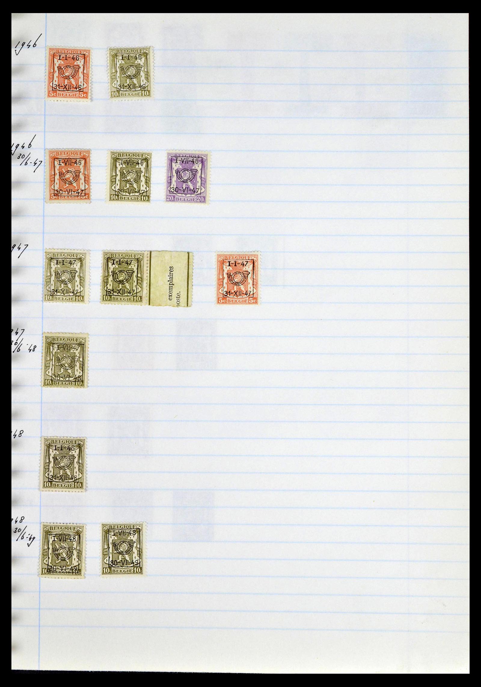 38729 0085 - Postzegelverzameling 38729 België stempels 1849-1950.