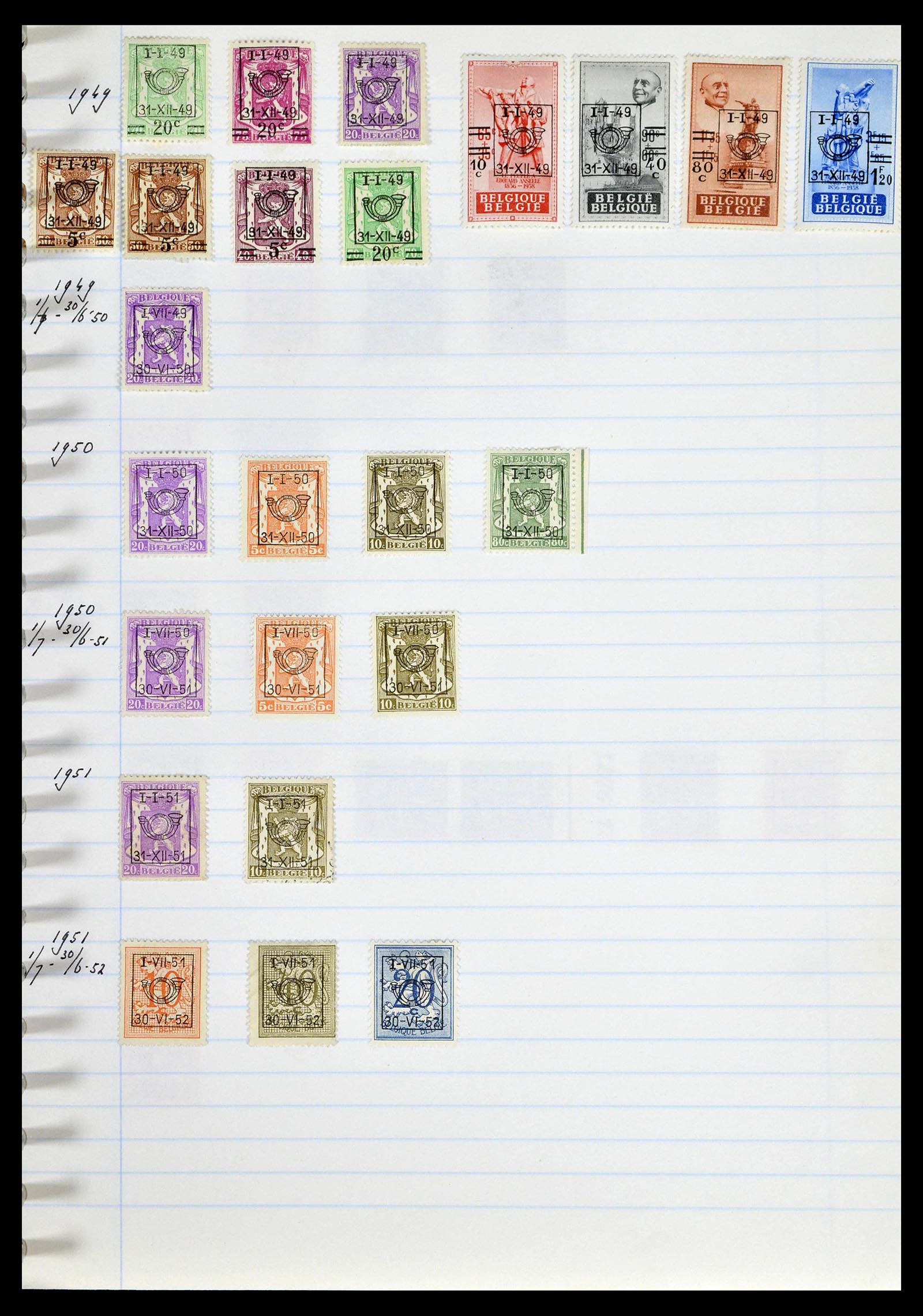 38729 0087 - Postzegelverzameling 38729 België stempels 1849-1950.