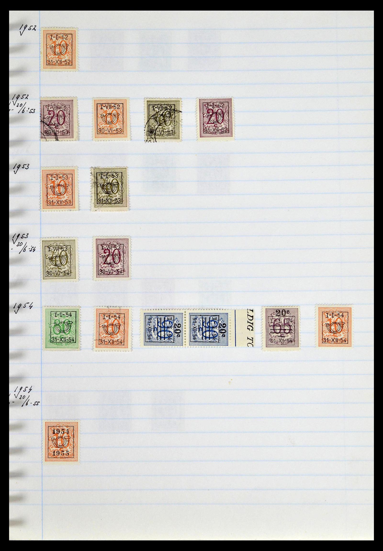 38729 0088 - Postzegelverzameling 38729 België stempels 1849-1950.