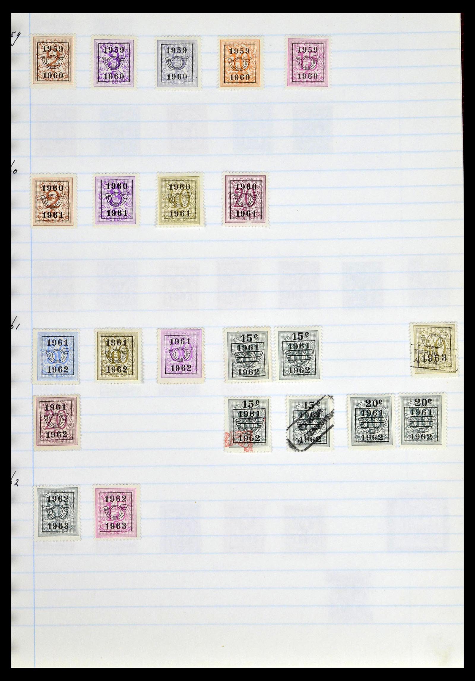 38729 0090 - Postzegelverzameling 38729 België stempels 1849-1950.
