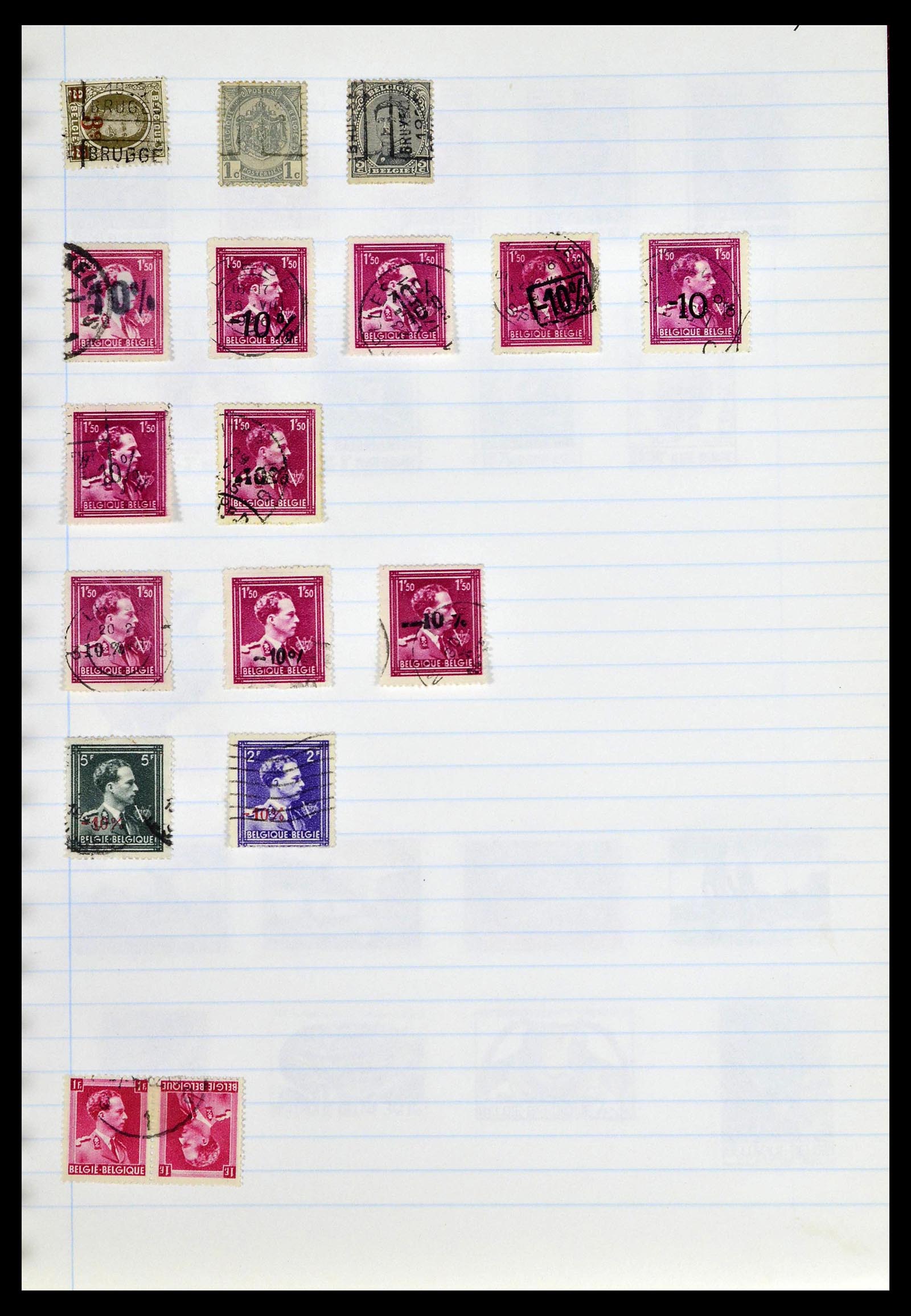 38729 0093 - Postzegelverzameling 38729 België stempels 1849-1950.