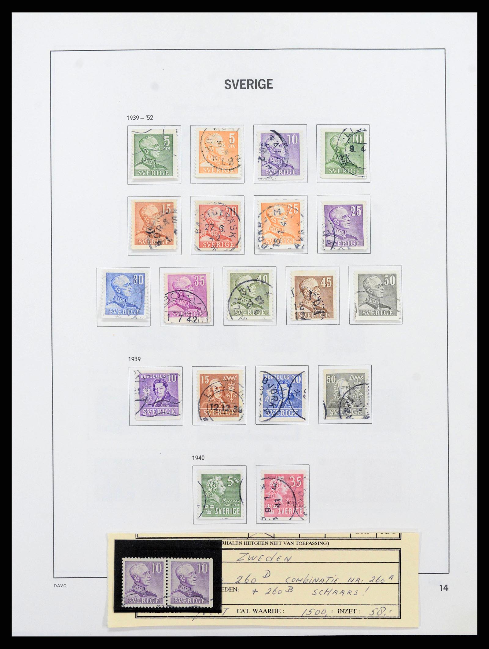 38736 0024 - Postzegelverzameling 38736 Zweden 1855-1980.