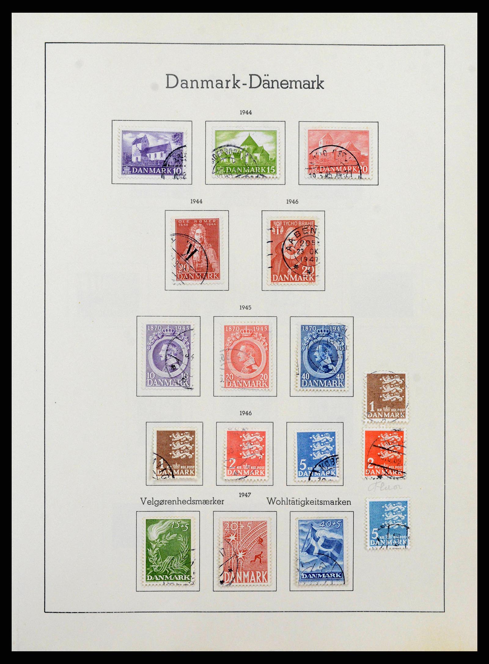 38743 0021 - Postzegelverzameling 38743 Denemarken 1851-1989.