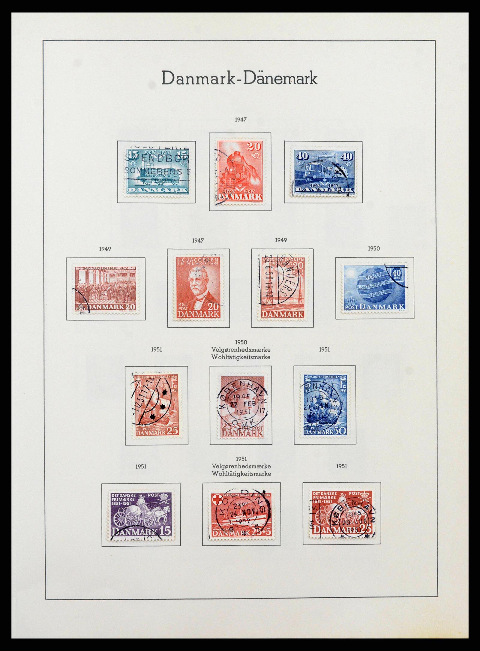 38743 0022 - Postzegelverzameling 38743 Denemarken 1851-1989.