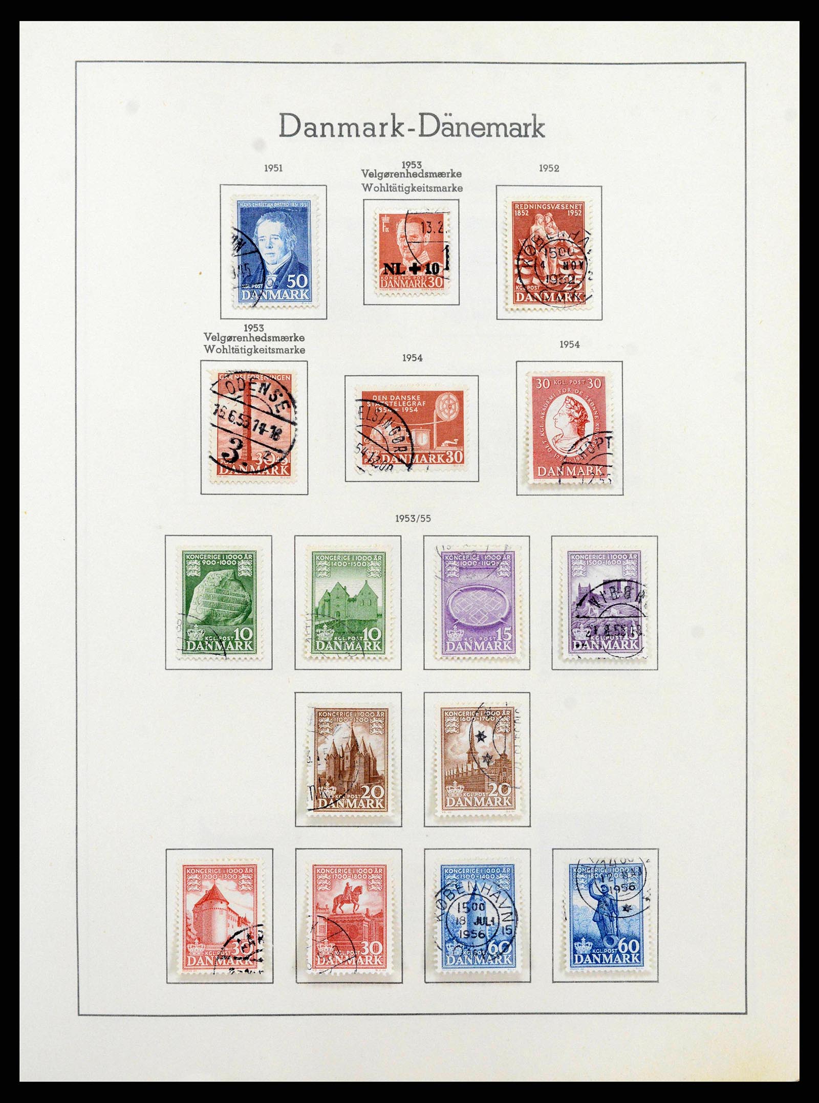 38743 0024 - Postzegelverzameling 38743 Denemarken 1851-1989.