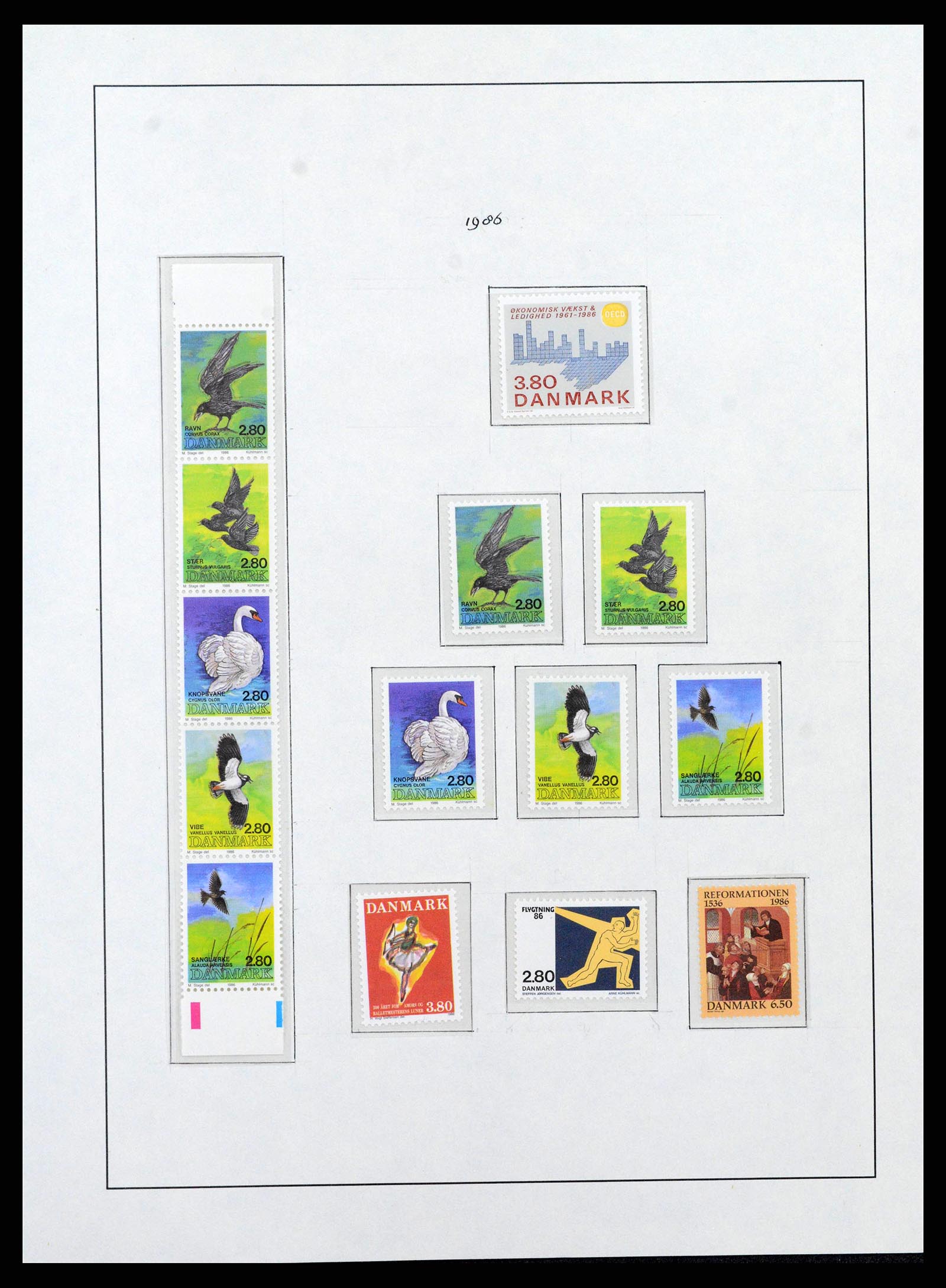 38743 0075 - Postzegelverzameling 38743 Denemarken 1851-1989.