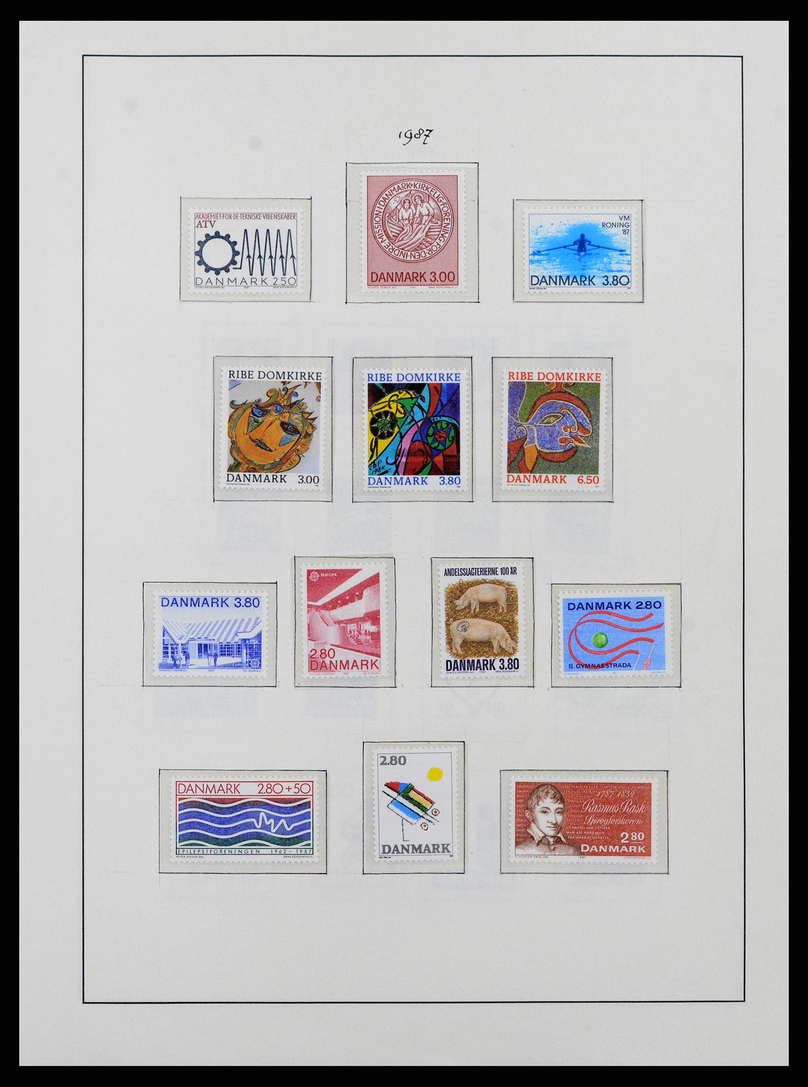 38743 0077 - Postzegelverzameling 38743 Denemarken 1851-1989.