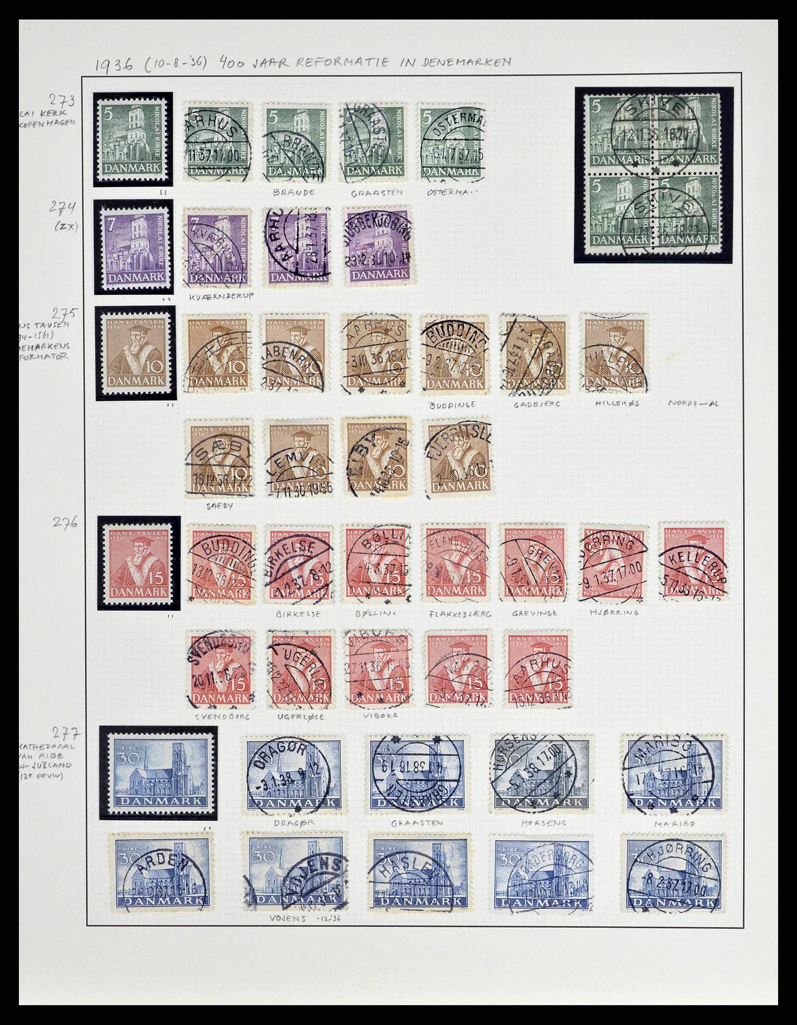 38749 0074 - Postzegelverzameling 38749 Denemarken 1853-1950.