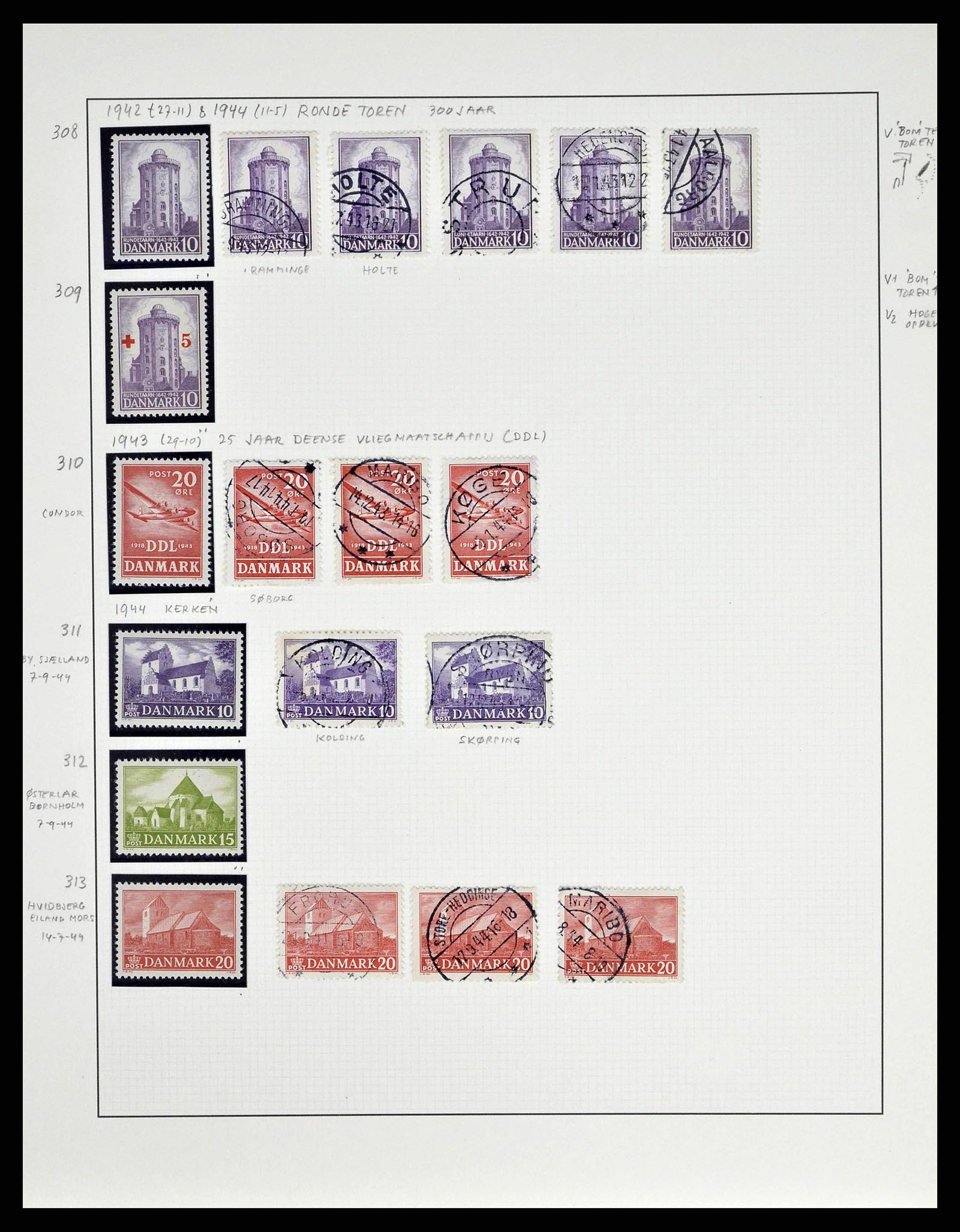 38749 0084 - Postzegelverzameling 38749 Denemarken 1853-1950.