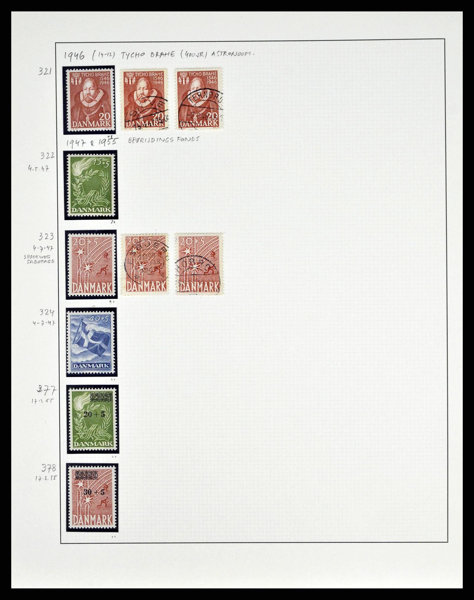 38749 0094 - Postzegelverzameling 38749 Denemarken 1853-1950.