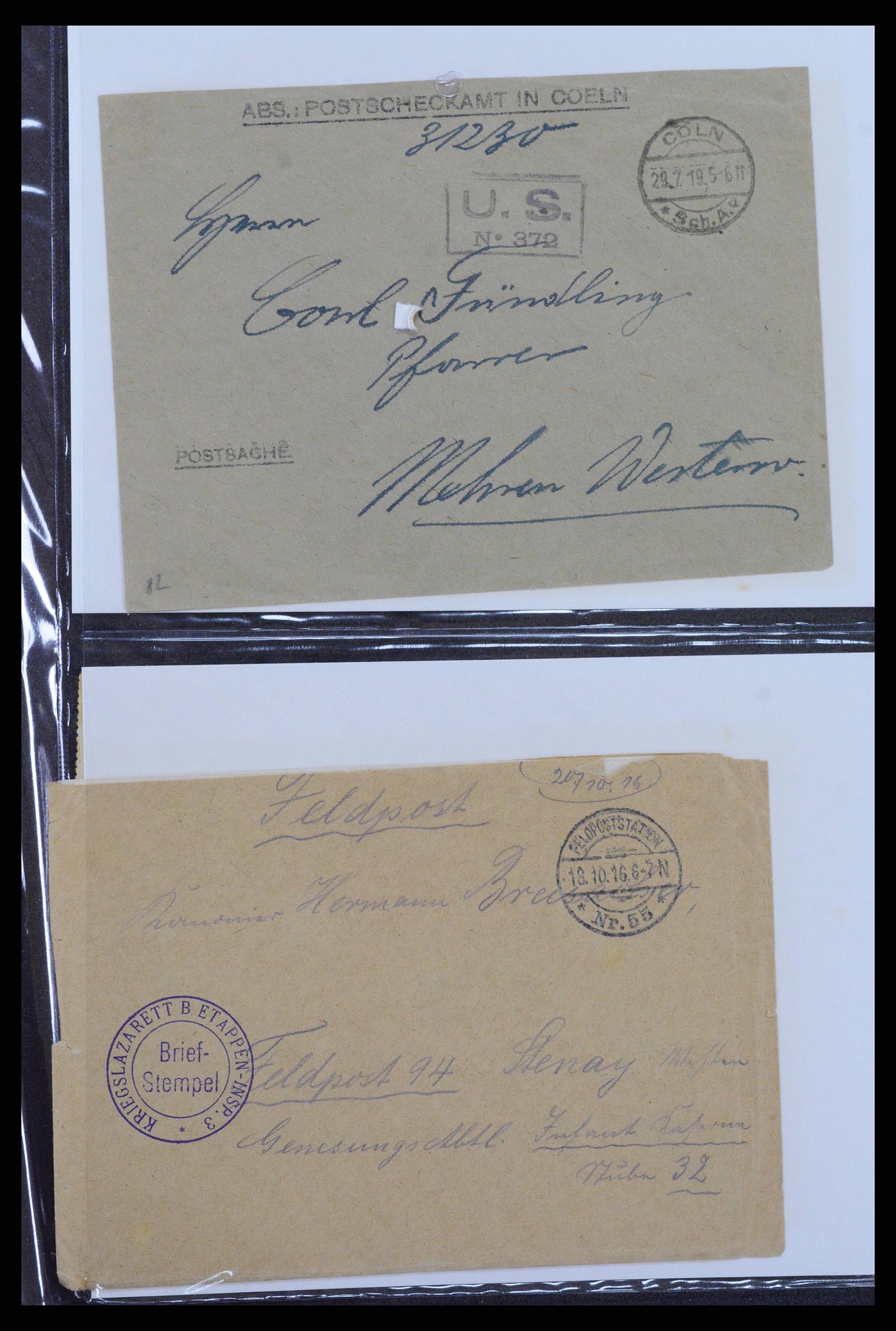 38760 0049 - Postzegelverzameling 38760 Brieven 1e wereldoorlog 1914-1918.