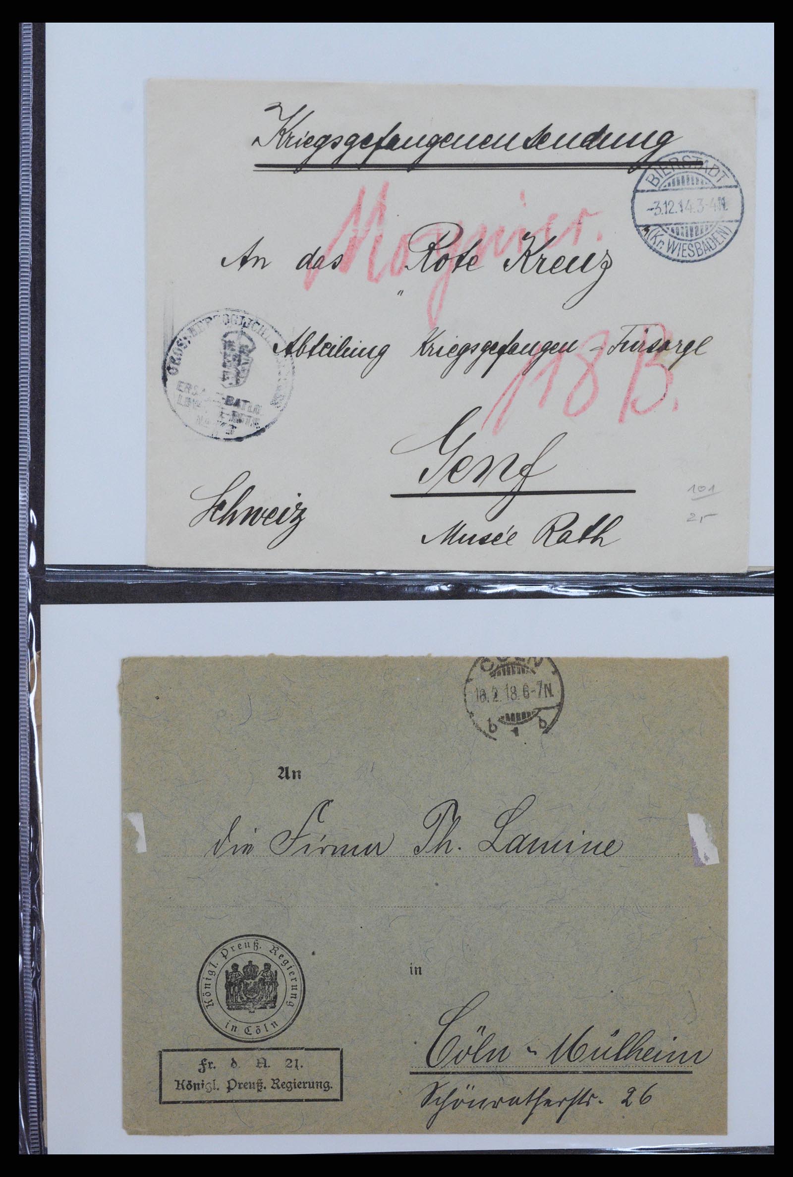 38760 0053 - Postzegelverzameling 38760 Brieven 1e wereldoorlog 1914-1918.