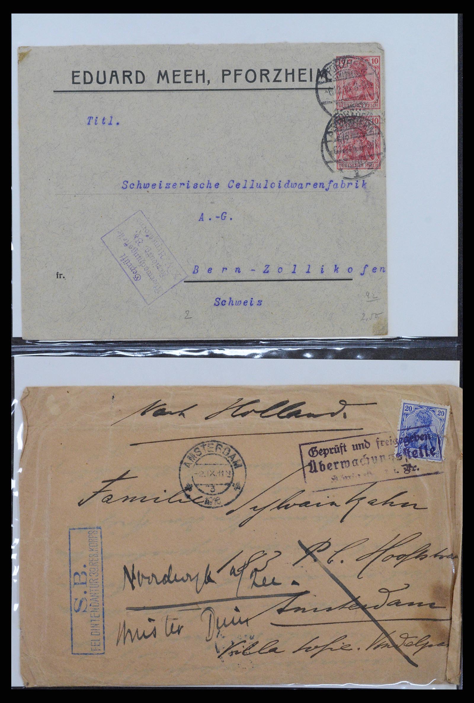 38760 0054 - Postzegelverzameling 38760 Brieven 1e wereldoorlog 1914-1918.