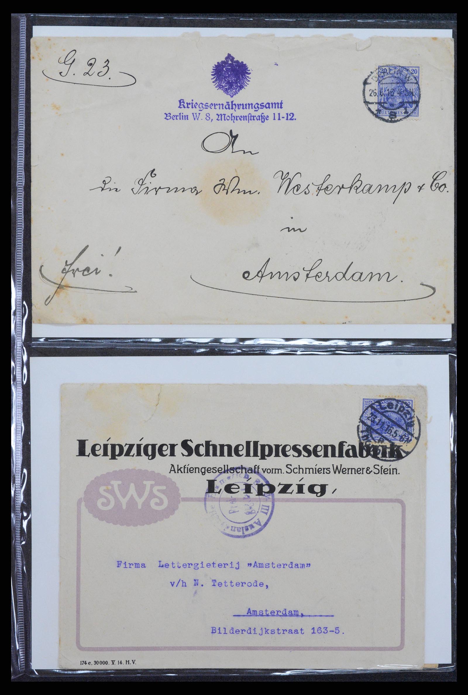 38760 0055 - Postzegelverzameling 38760 Brieven 1e wereldoorlog 1914-1918.