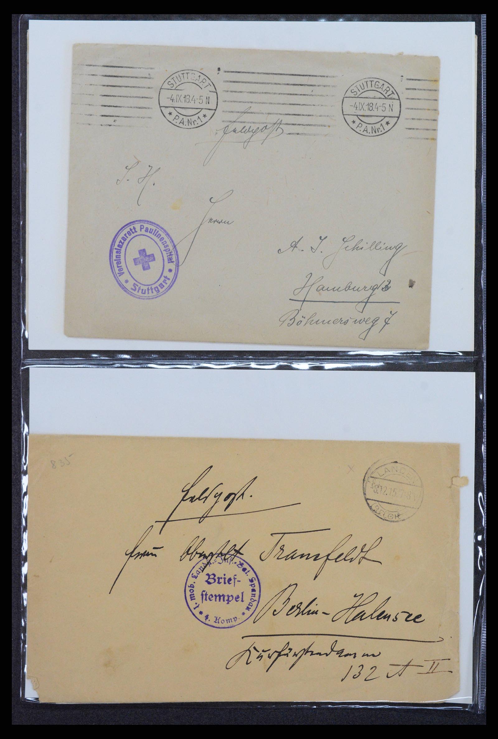 38760 0056 - Postzegelverzameling 38760 Brieven 1e wereldoorlog 1914-1918.