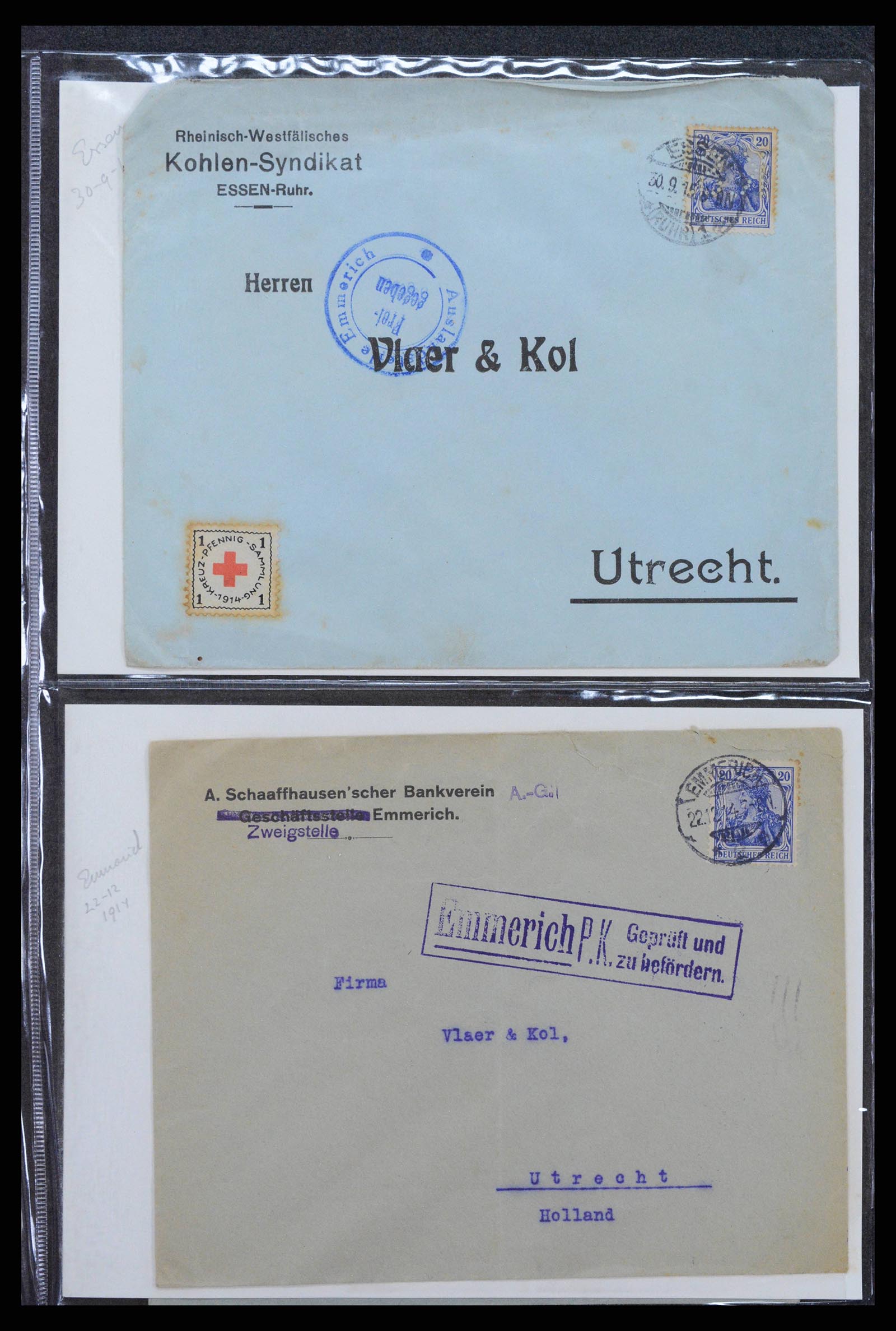 38760 0059 - Postzegelverzameling 38760 Brieven 1e wereldoorlog 1914-1918.