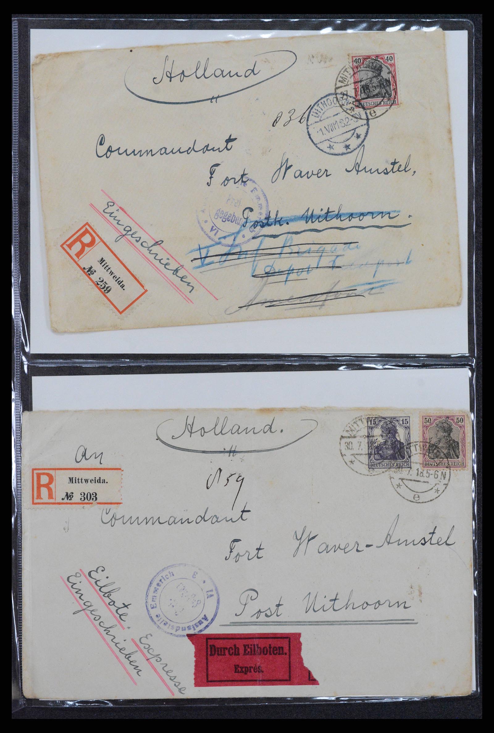 38760 0061 - Postzegelverzameling 38760 Brieven 1e wereldoorlog 1914-1918.