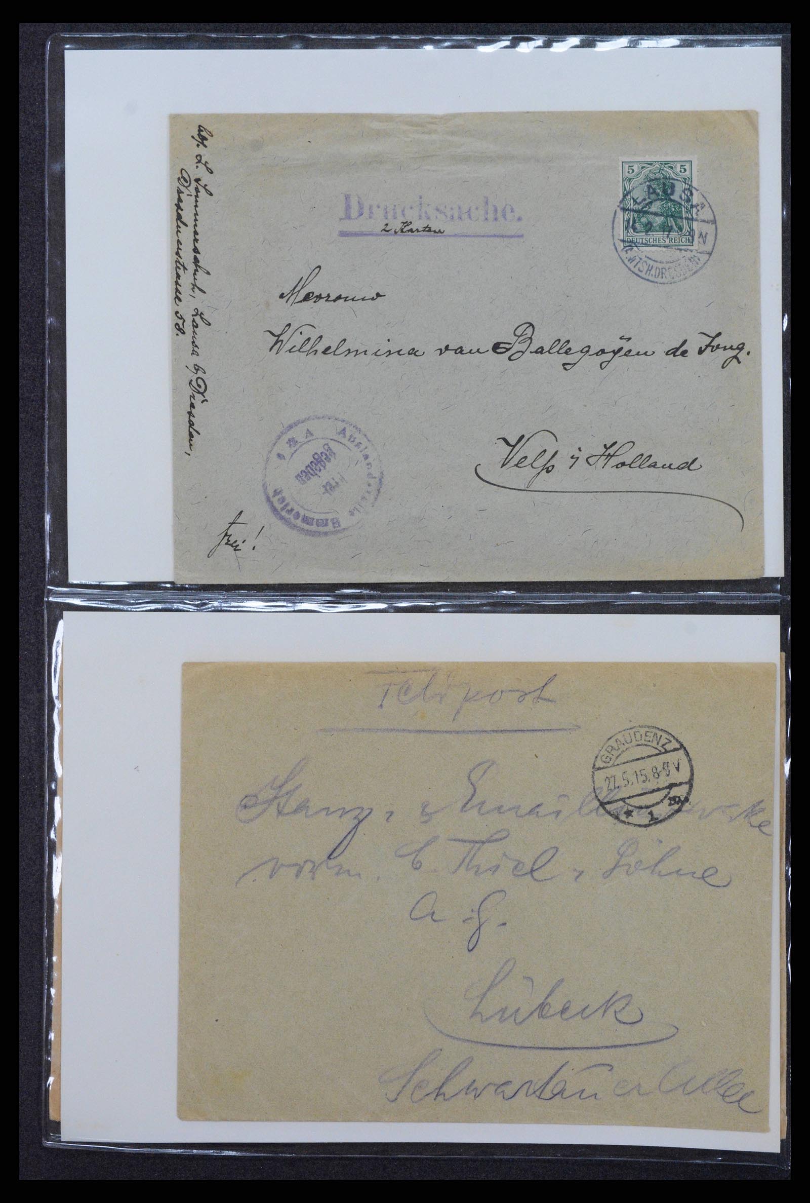 38760 0064 - Postzegelverzameling 38760 Brieven 1e wereldoorlog 1914-1918.