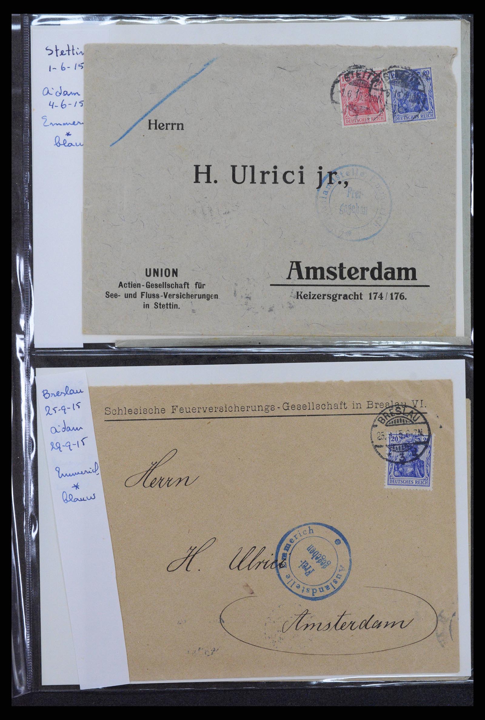 38760 0065 - Postzegelverzameling 38760 Brieven 1e wereldoorlog 1914-1918.