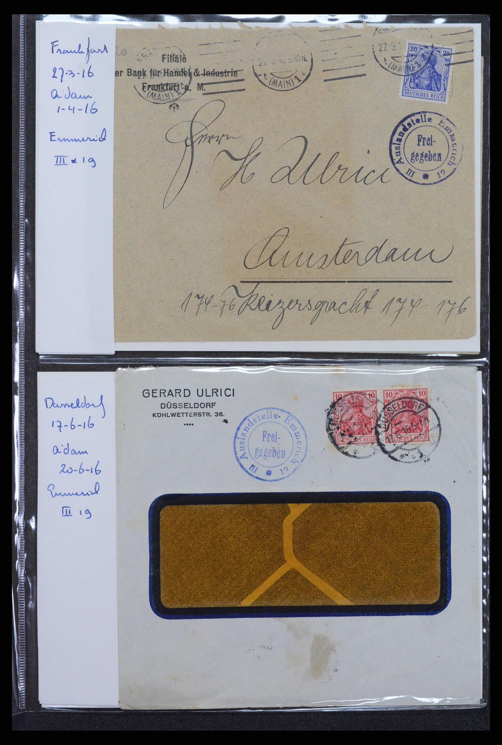 38760 0067 - Postzegelverzameling 38760 Brieven 1e wereldoorlog 1914-1918.