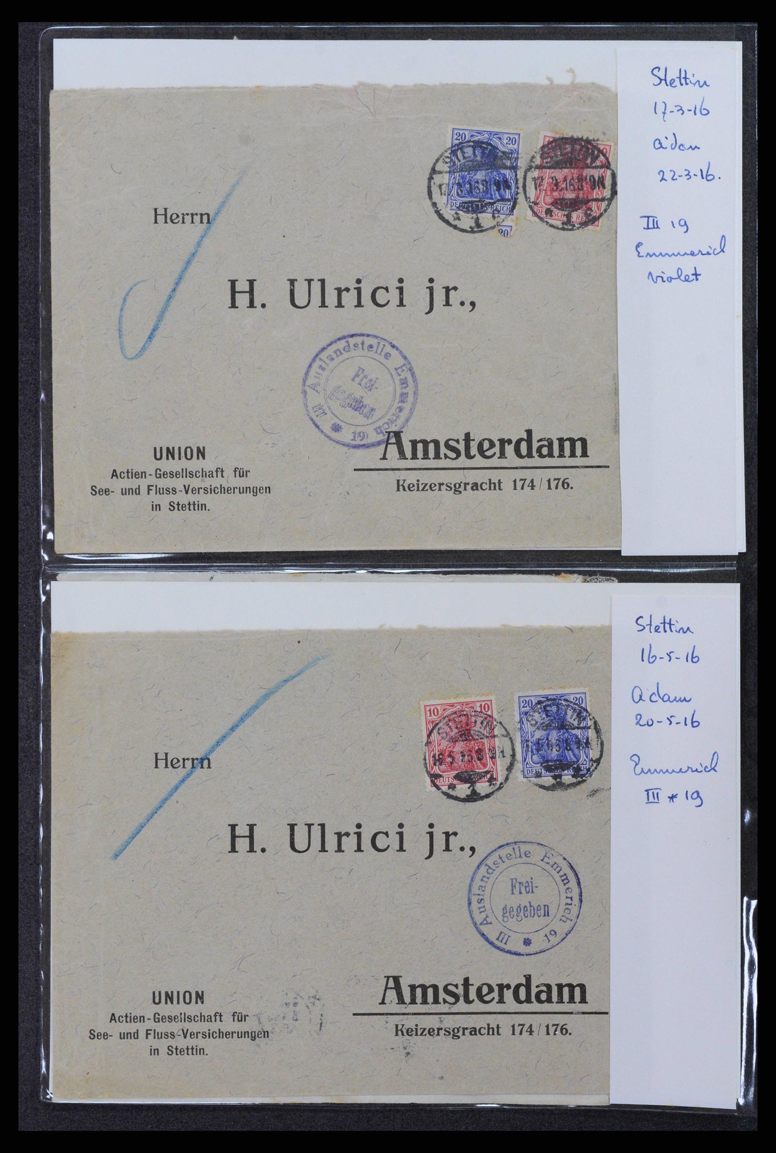 38760 0068 - Postzegelverzameling 38760 Brieven 1e wereldoorlog 1914-1918.