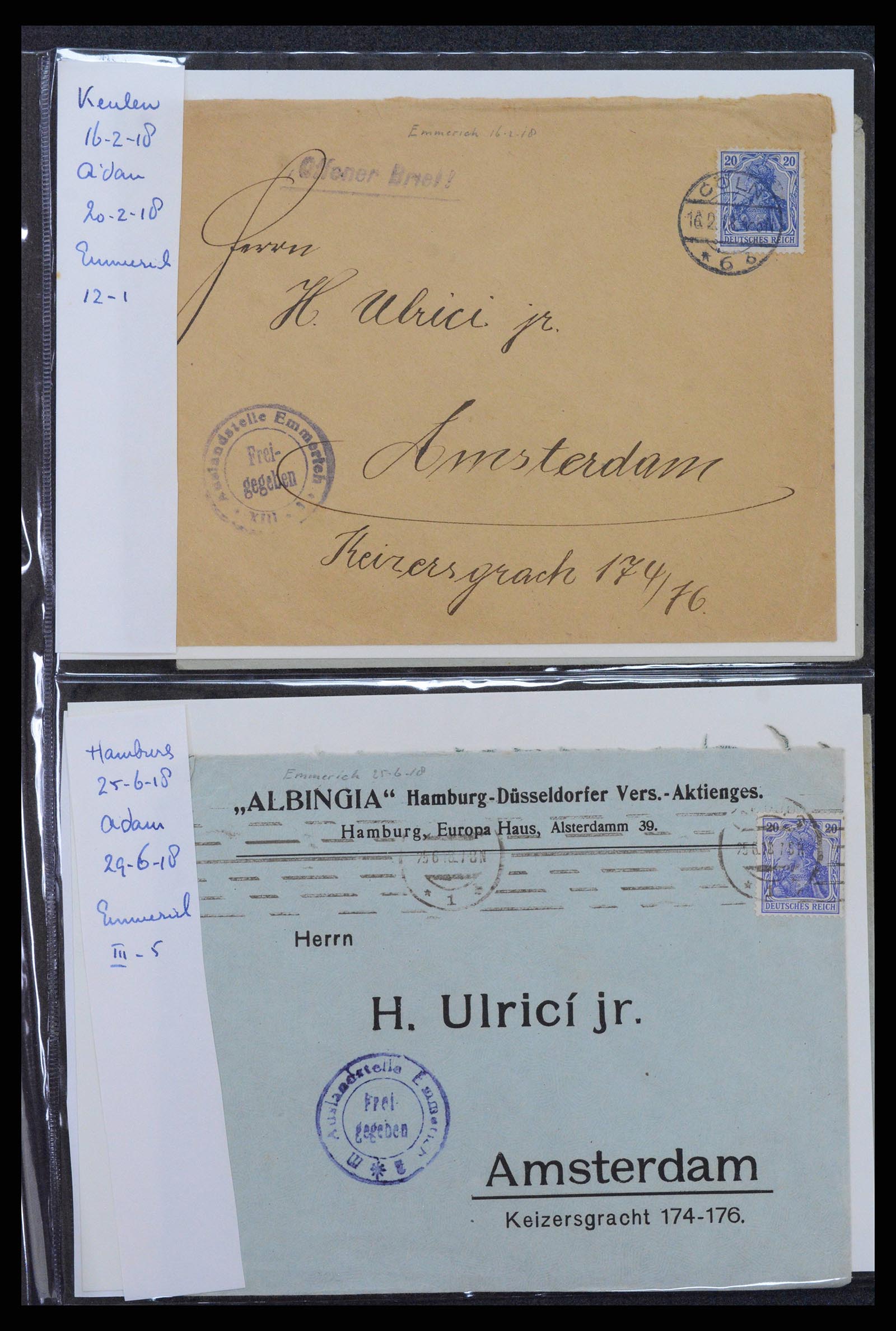 38760 0069 - Postzegelverzameling 38760 Brieven 1e wereldoorlog 1914-1918.