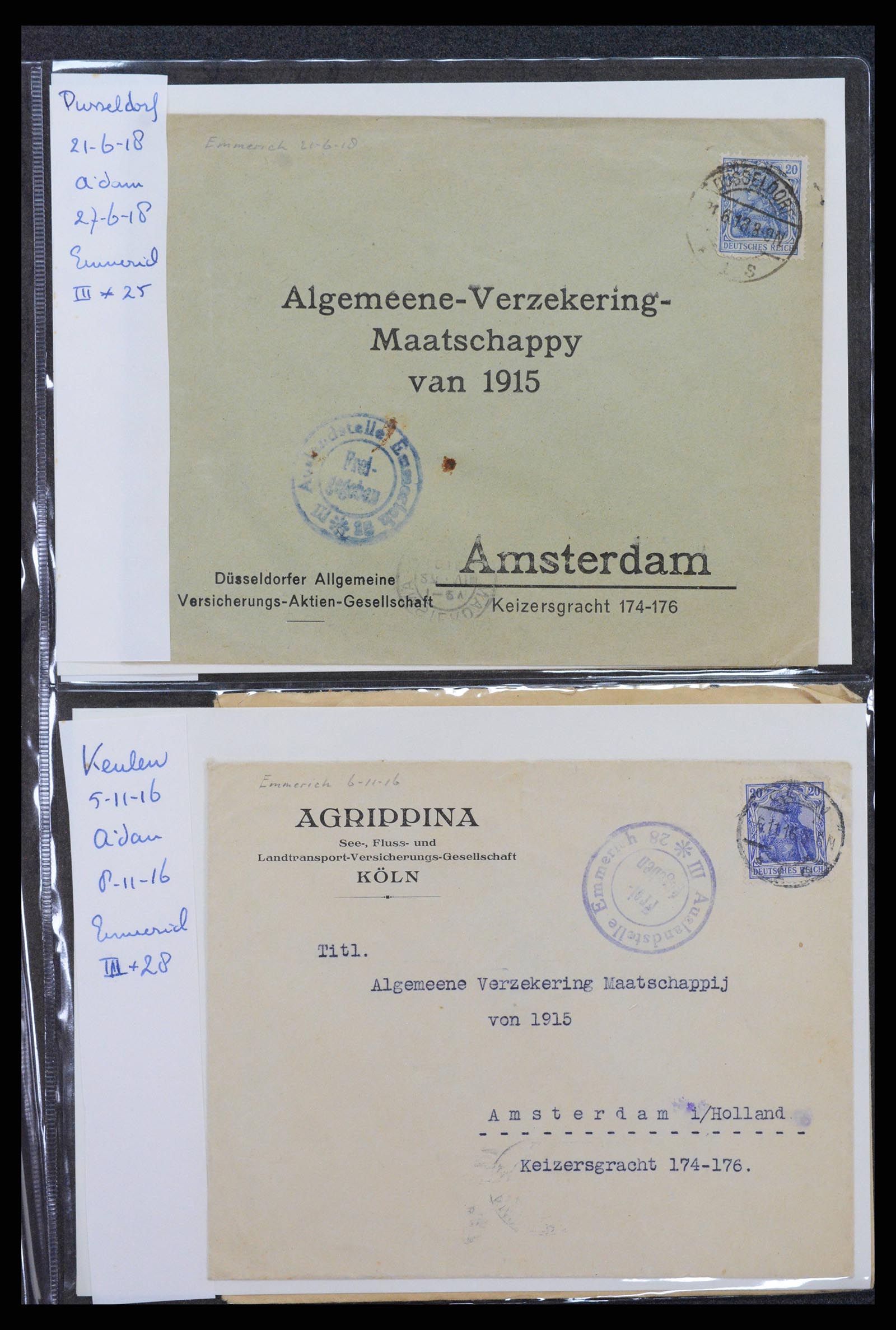 38760 0071 - Postzegelverzameling 38760 Brieven 1e wereldoorlog 1914-1918.