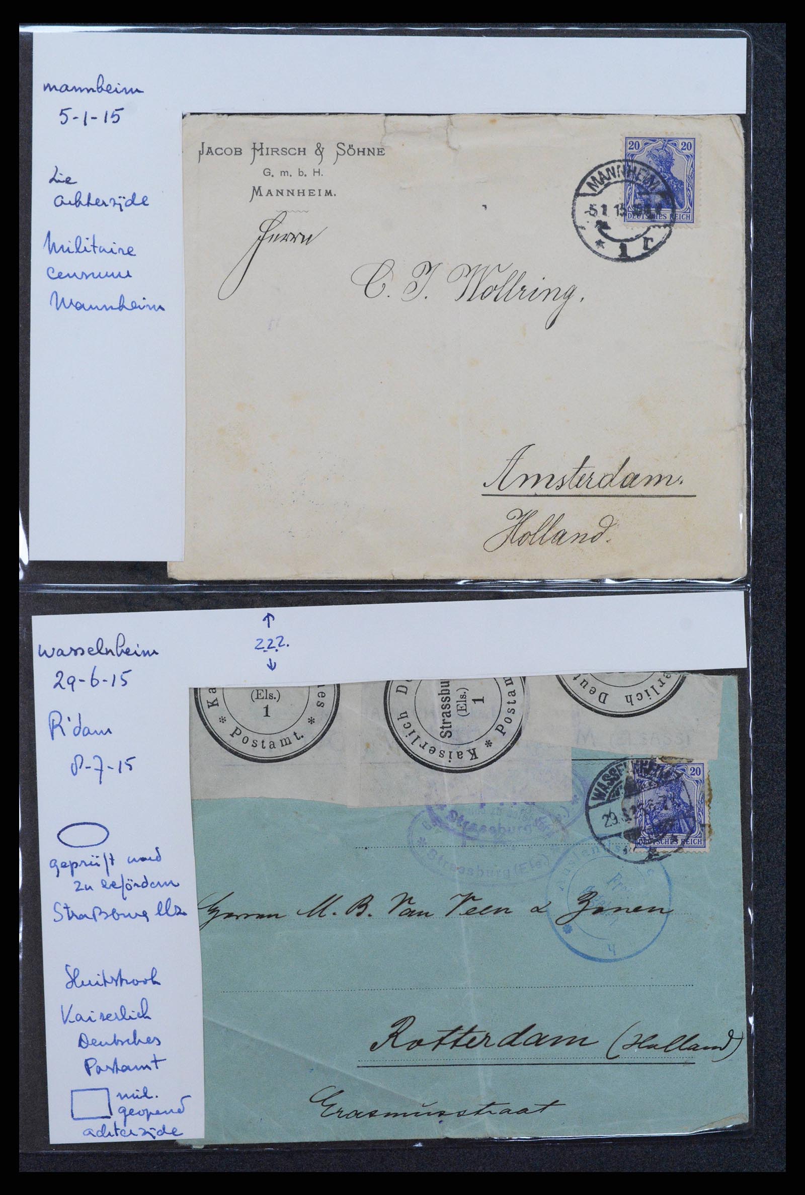 38760 0077 - Postzegelverzameling 38760 Brieven 1e wereldoorlog 1914-1918.