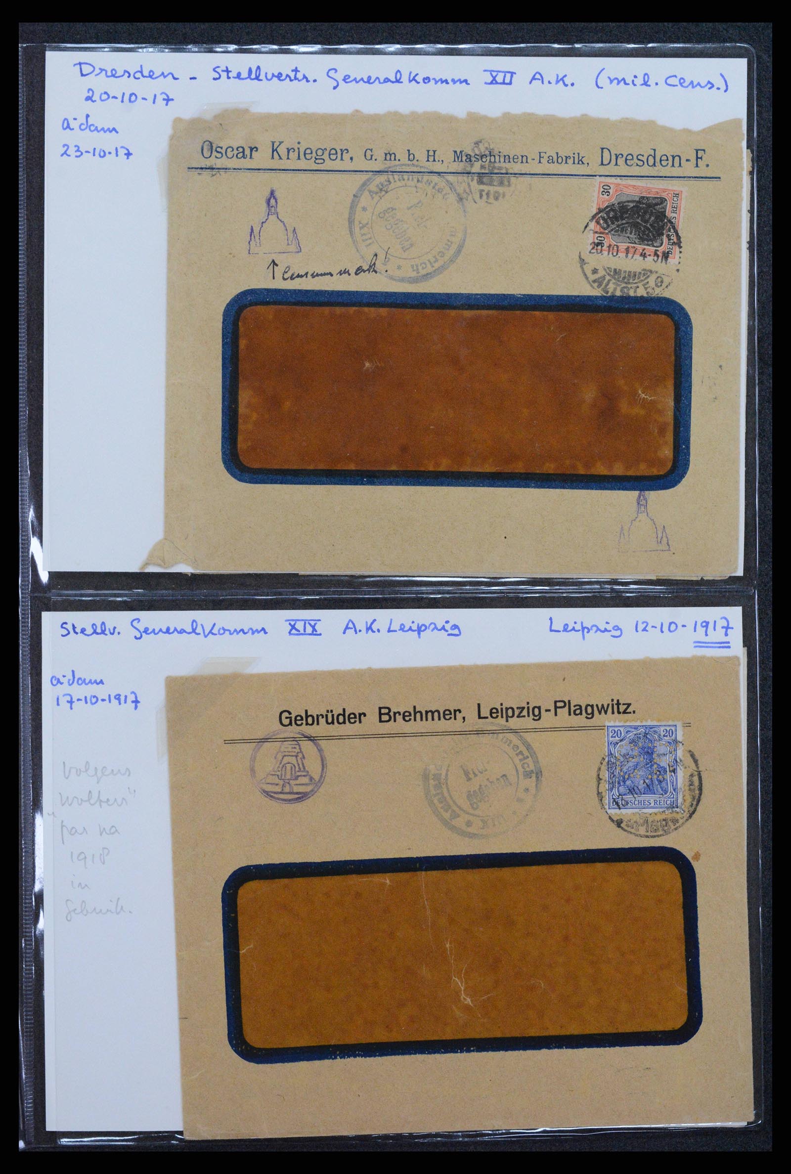 38760 0079 - Postzegelverzameling 38760 Brieven 1e wereldoorlog 1914-1918.