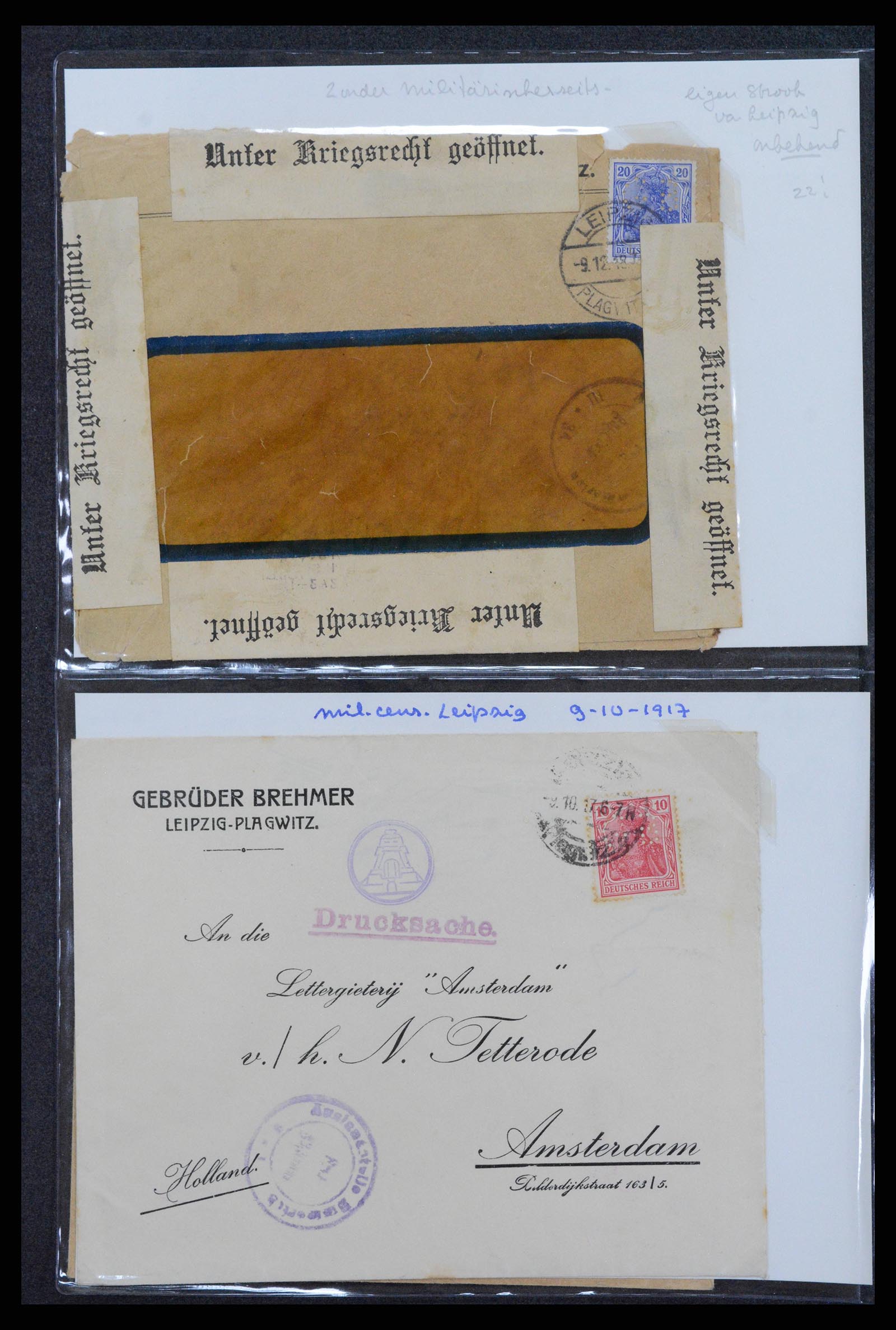 38760 0080 - Postzegelverzameling 38760 Brieven 1e wereldoorlog 1914-1918.