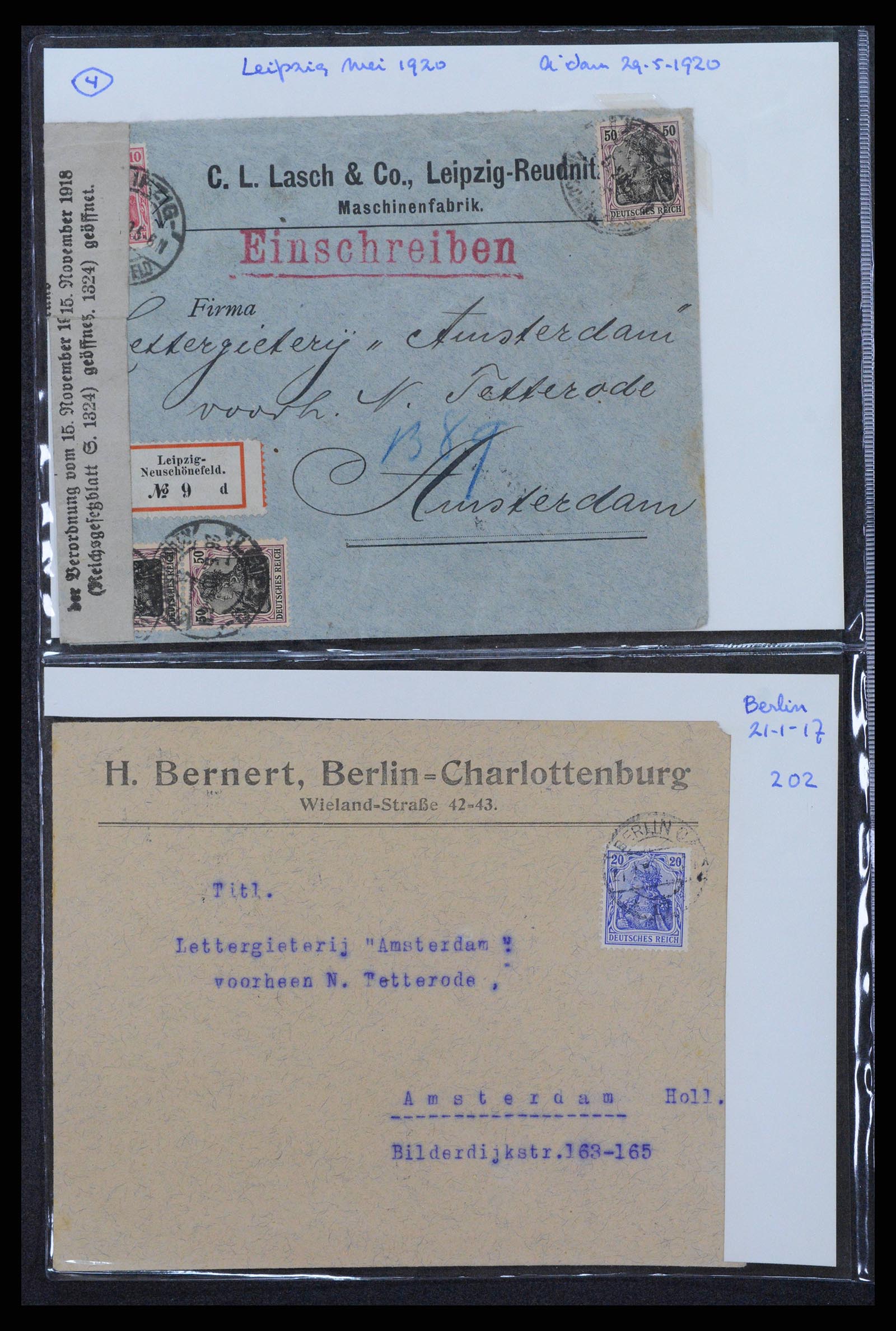 38760 0084 - Postzegelverzameling 38760 Brieven 1e wereldoorlog 1914-1918.
