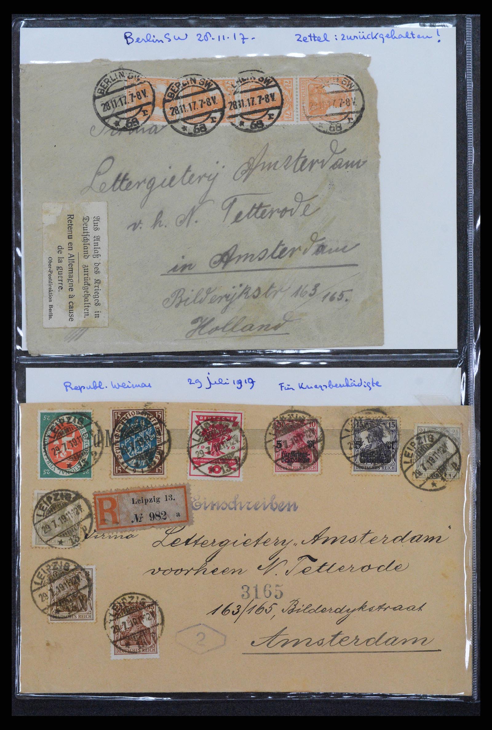 38760 0086 - Postzegelverzameling 38760 Brieven 1e wereldoorlog 1914-1918.
