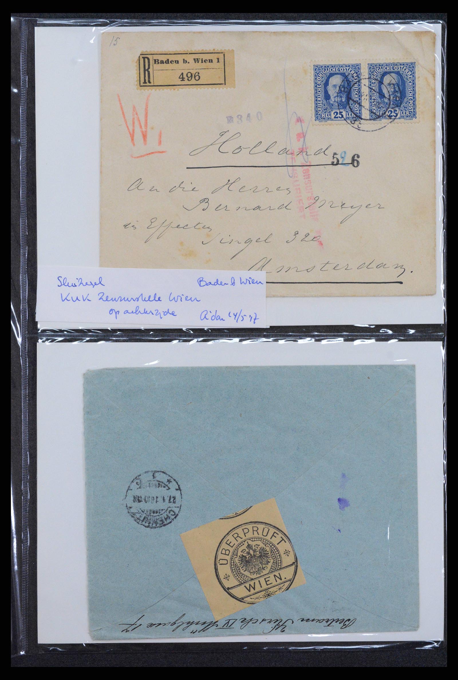 38760 0091 - Postzegelverzameling 38760 Brieven 1e wereldoorlog 1914-1918.