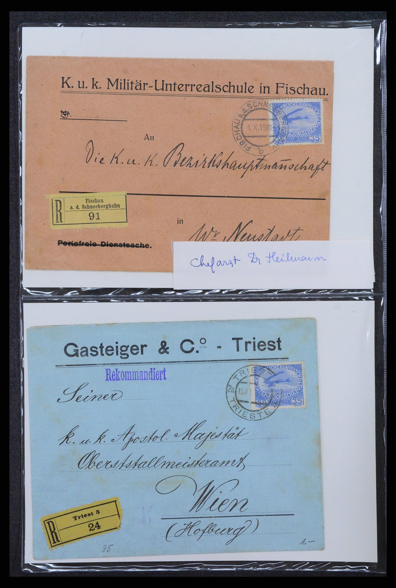 38760 0092 - Postzegelverzameling 38760 Brieven 1e wereldoorlog 1914-1918.