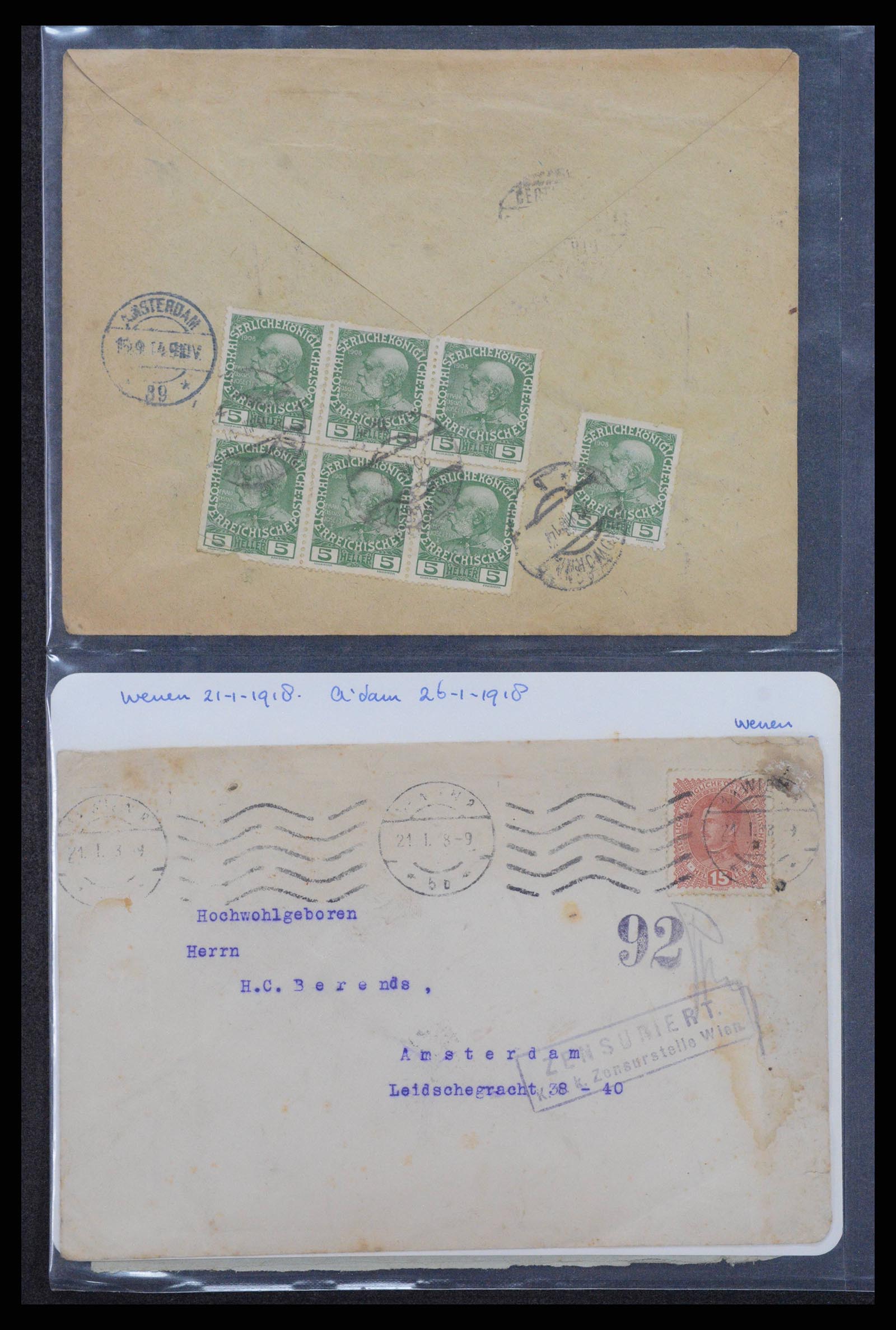 38760 0094 - Postzegelverzameling 38760 Brieven 1e wereldoorlog 1914-1918.