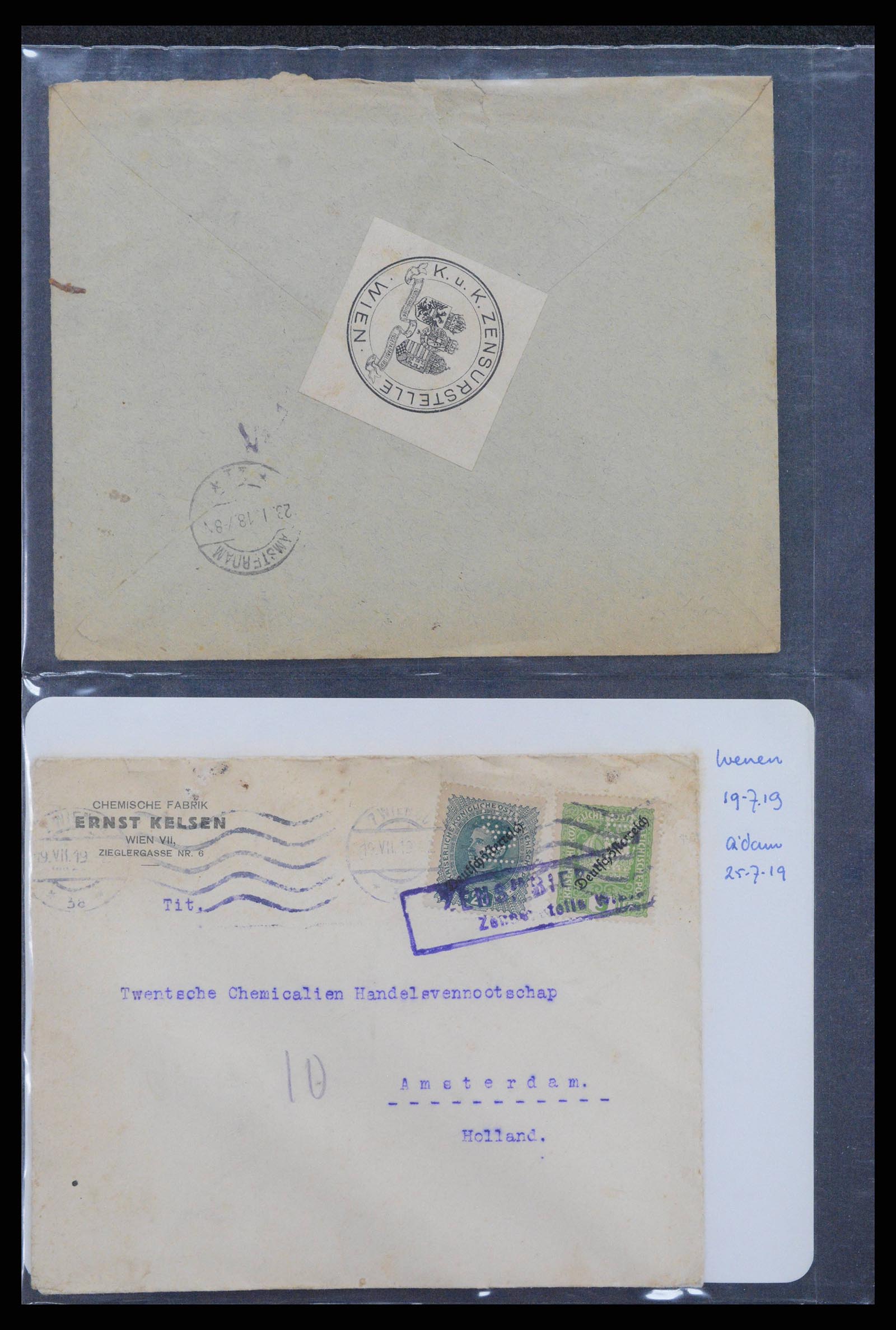 38760 0096 - Postzegelverzameling 38760 Brieven 1e wereldoorlog 1914-1918.