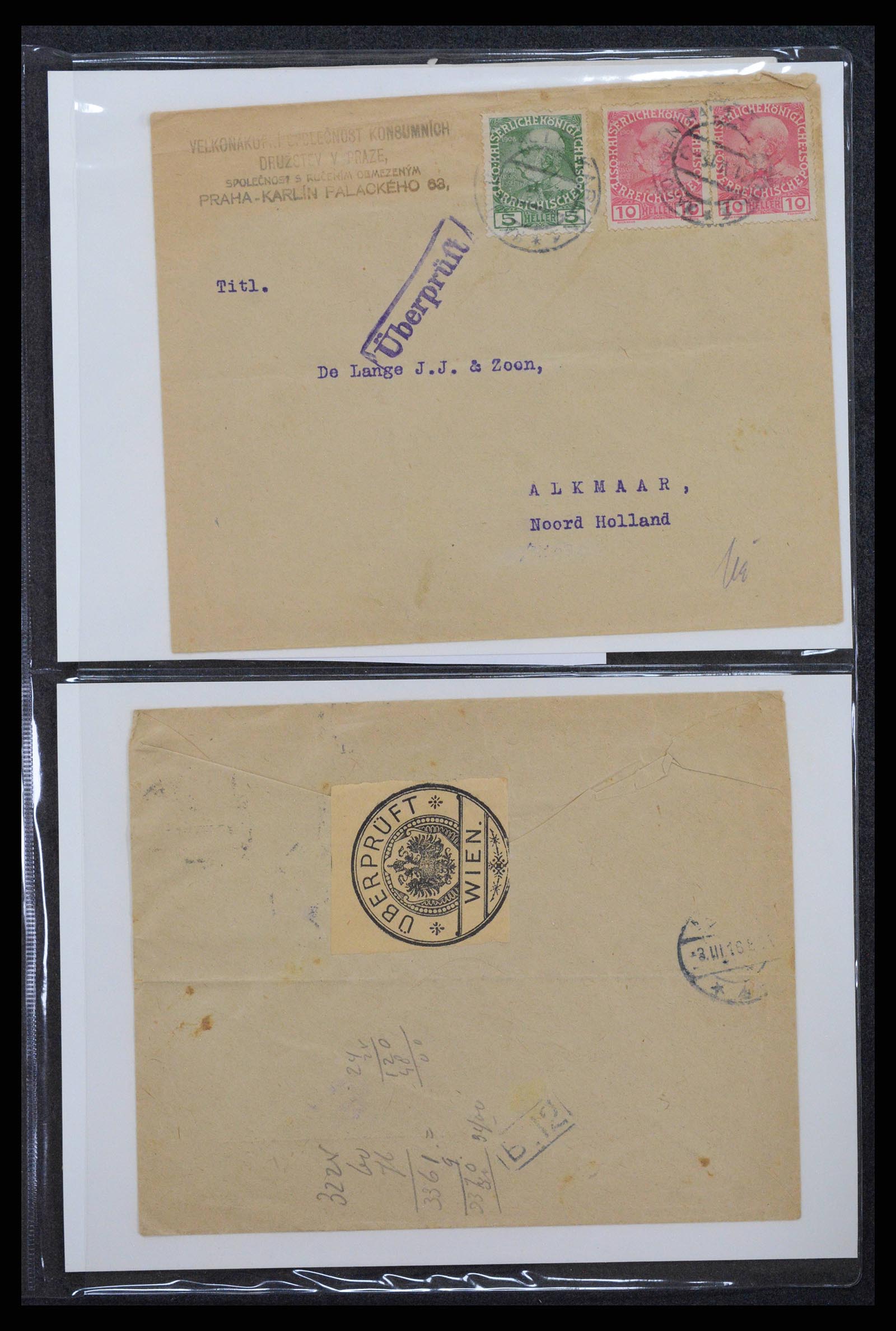38760 0099 - Postzegelverzameling 38760 Brieven 1e wereldoorlog 1914-1918.